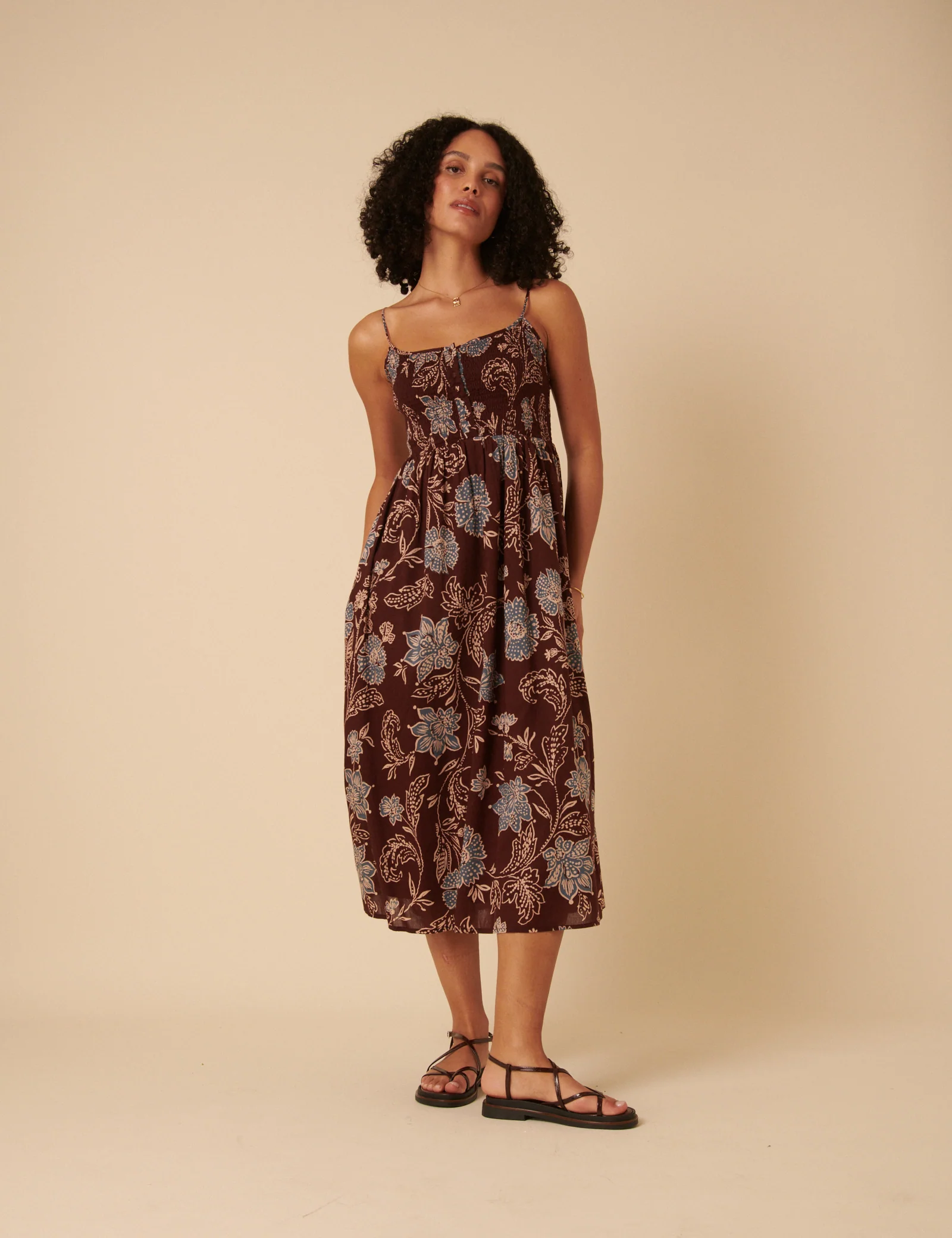 Brown Paisley Print Tamara Midi Dress - Image 4