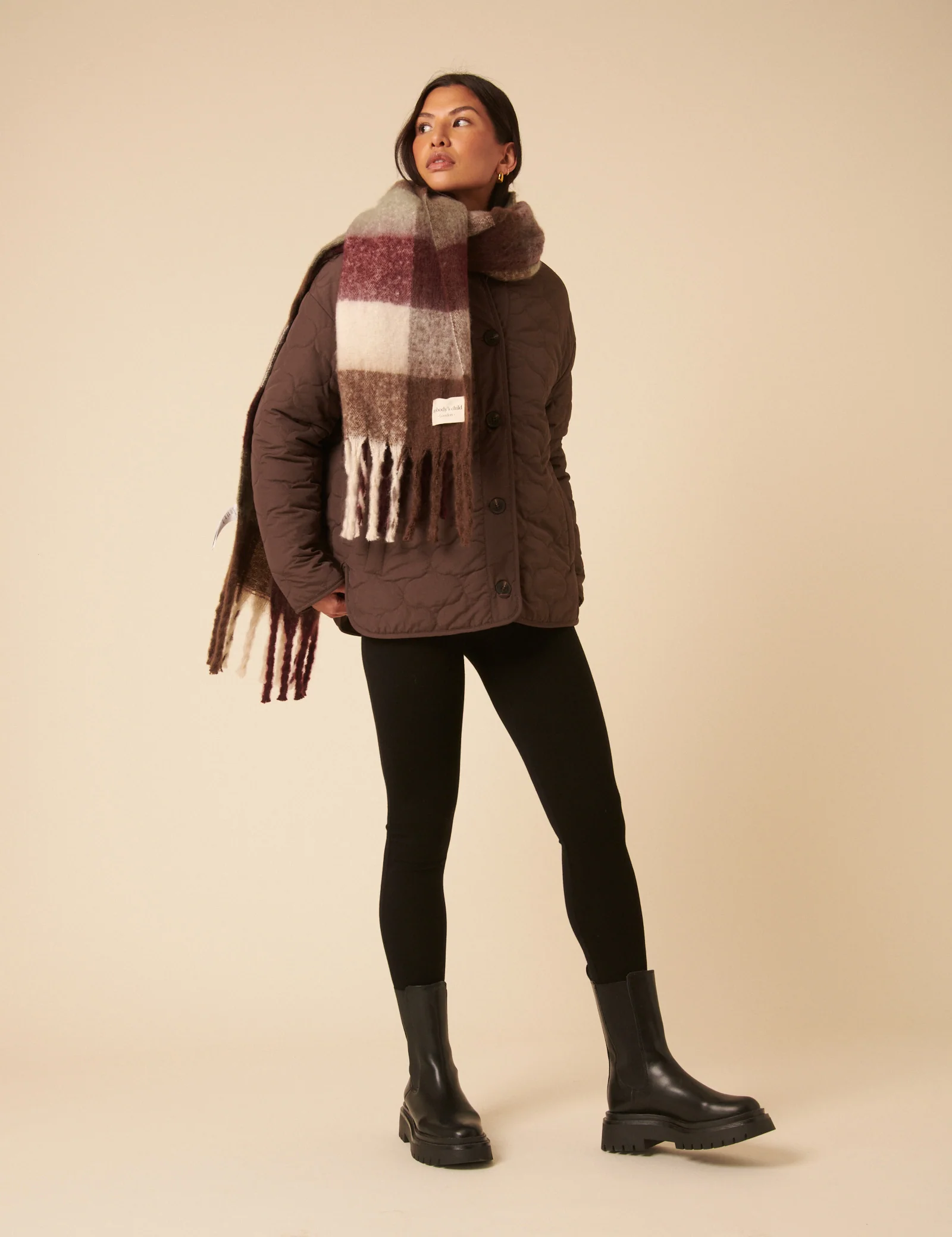 Brown Reversible Borg Quilted Jacket - Image 3