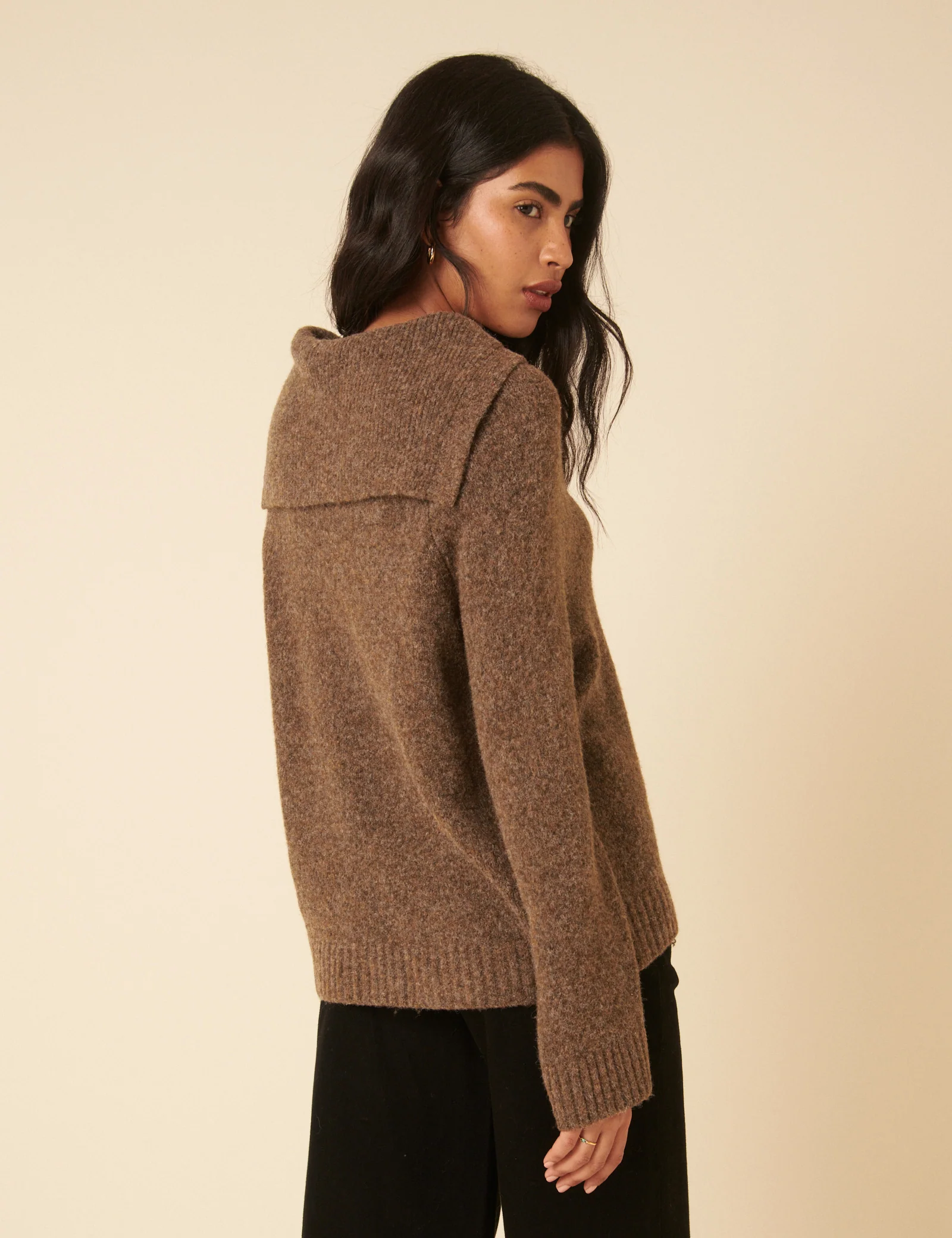 Brown Sailor Collar Relaxed Jumper - Image 5
