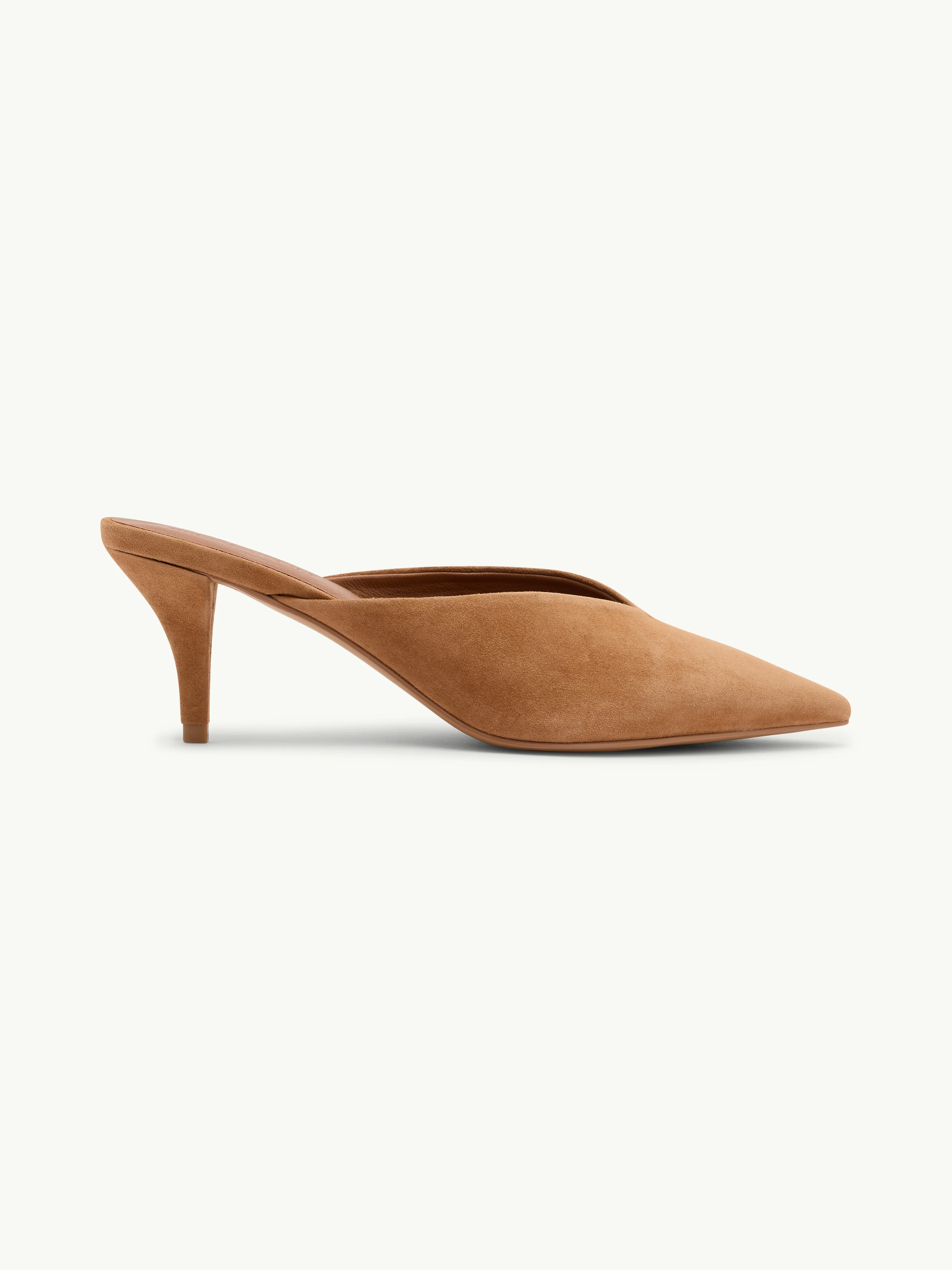 Tan Suede Heeled Mules - Image 3