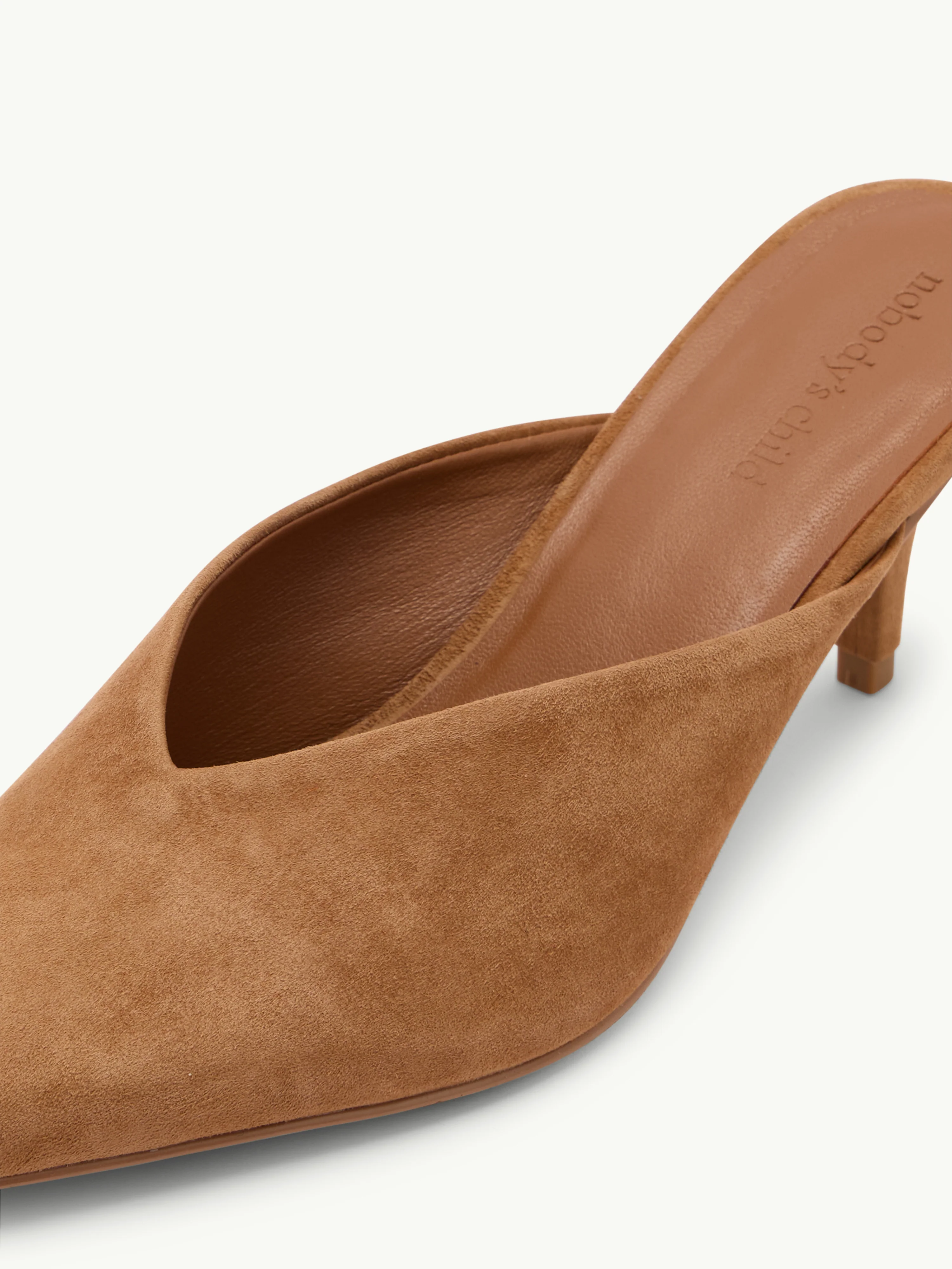 Tan Suede Heeled Mules - Image 5
