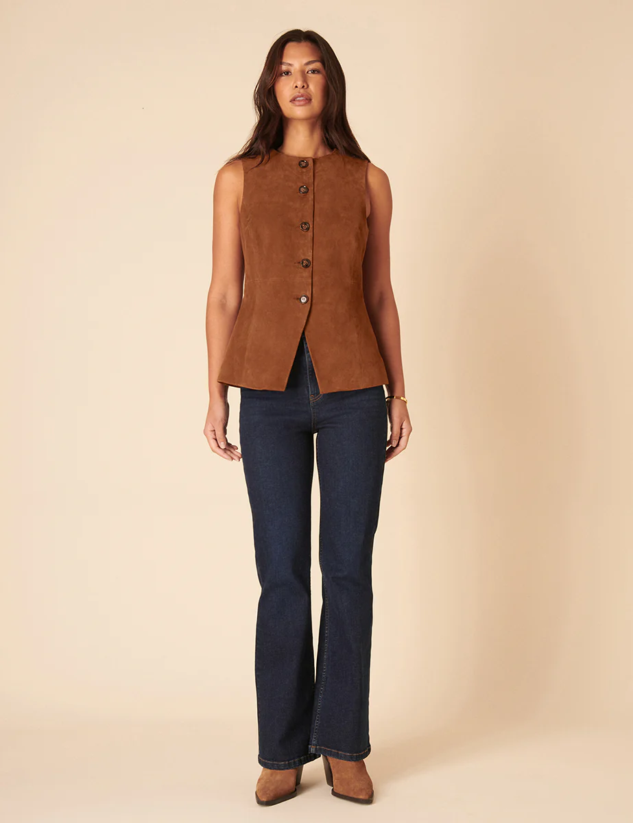 Brown Suede Waistcoat - Image 4