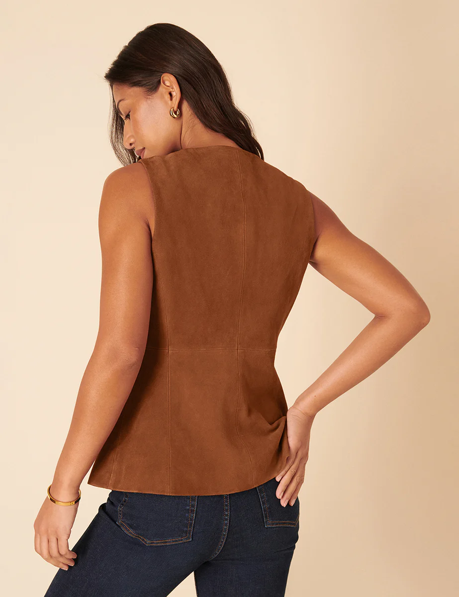 Brown Suede Waistcoat - Image 5