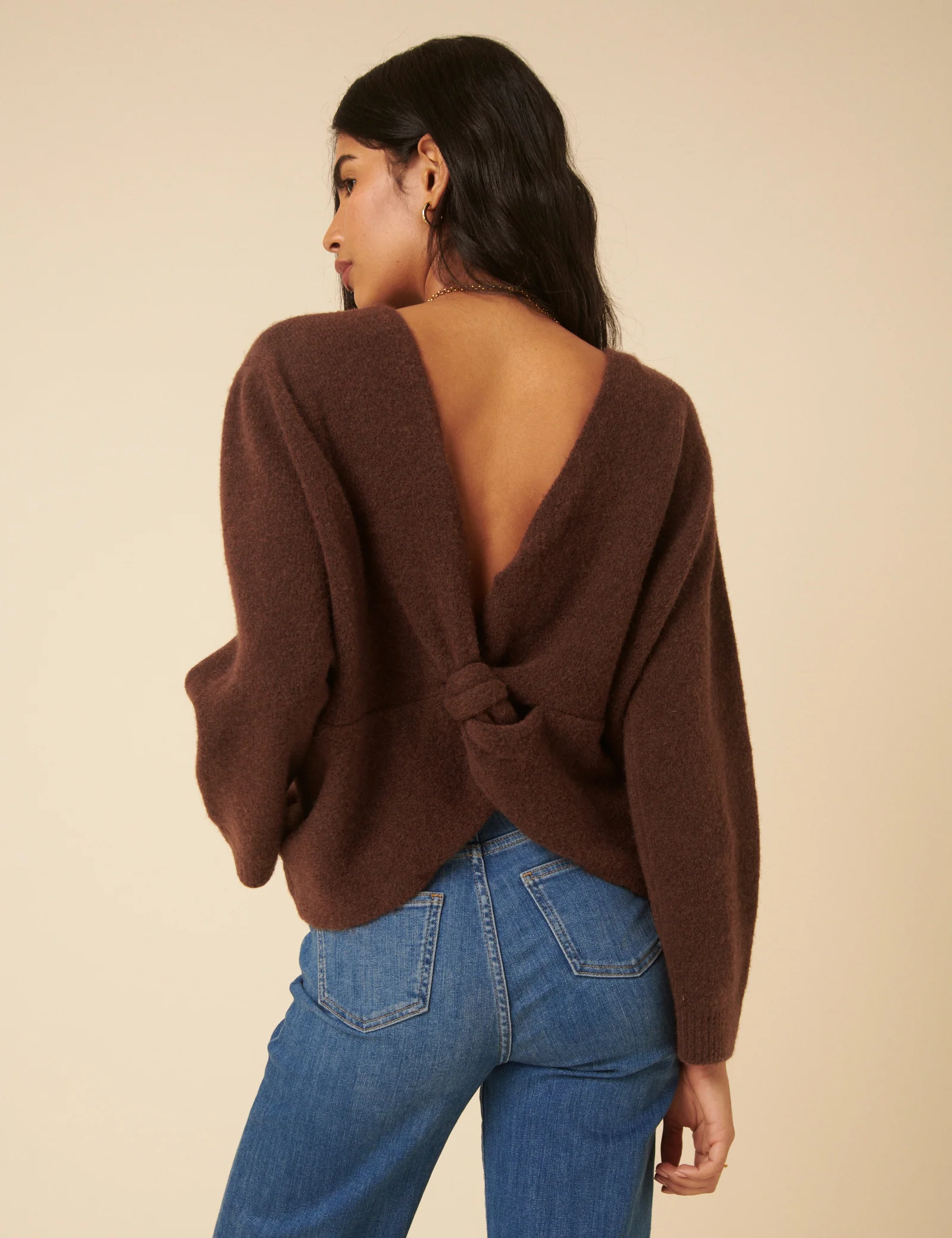 Brown Twist Back Knitted Jumper - Image 5