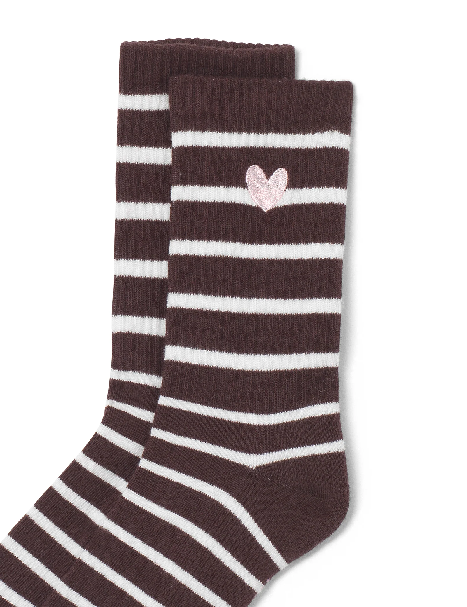 Brown & White Ribbed Socks - Image 2