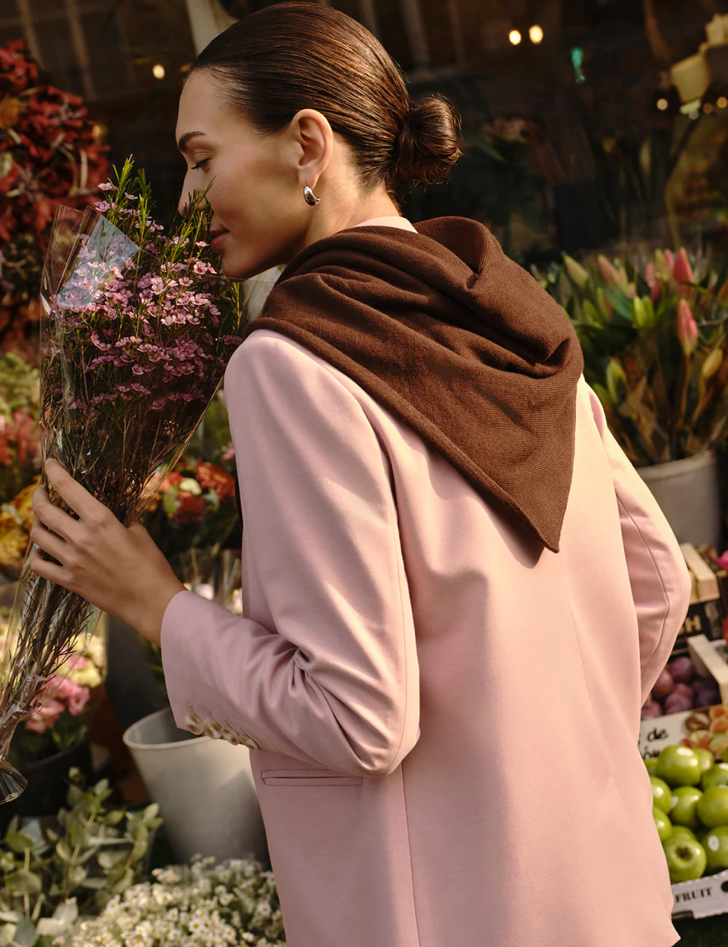 Brown Wool-blend Triangle Scarf - Image 2