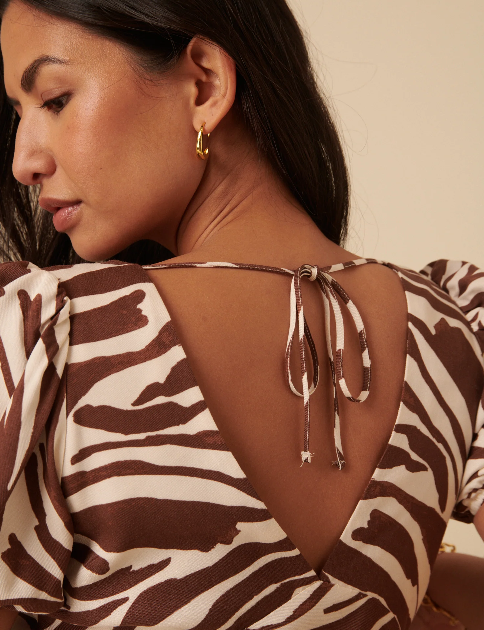 Brown Zebra Print Ella Midi Dress - Image 3