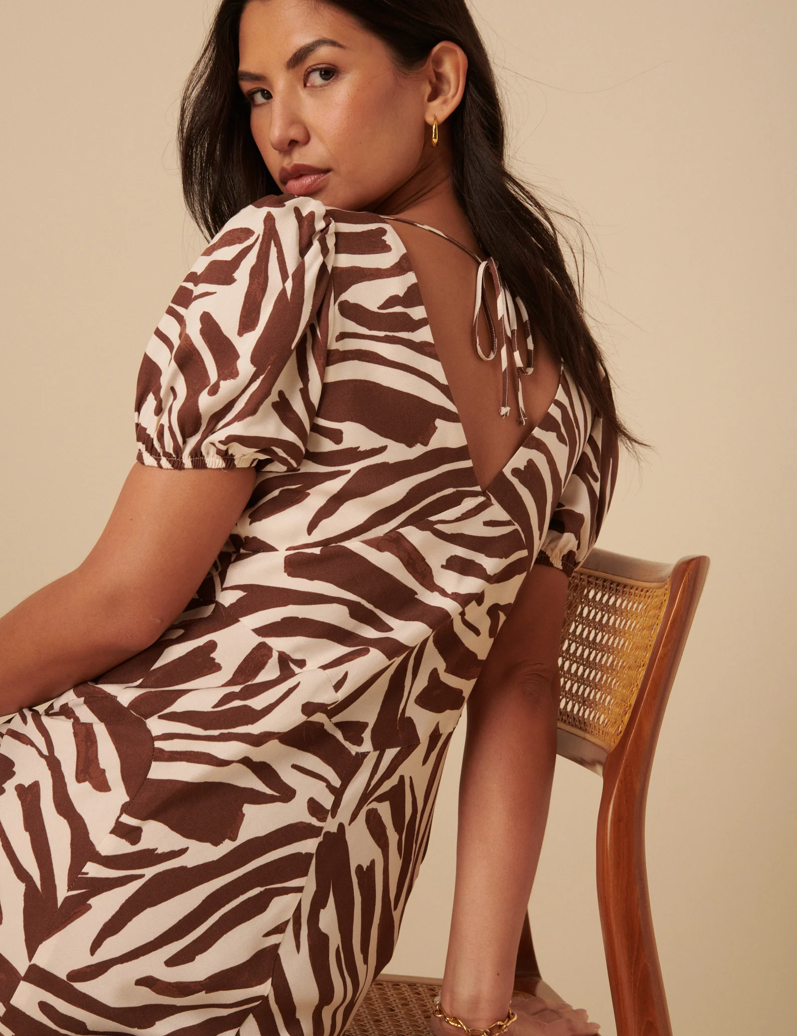 Brown Zebra Print Ella Midi Dress - Image 4