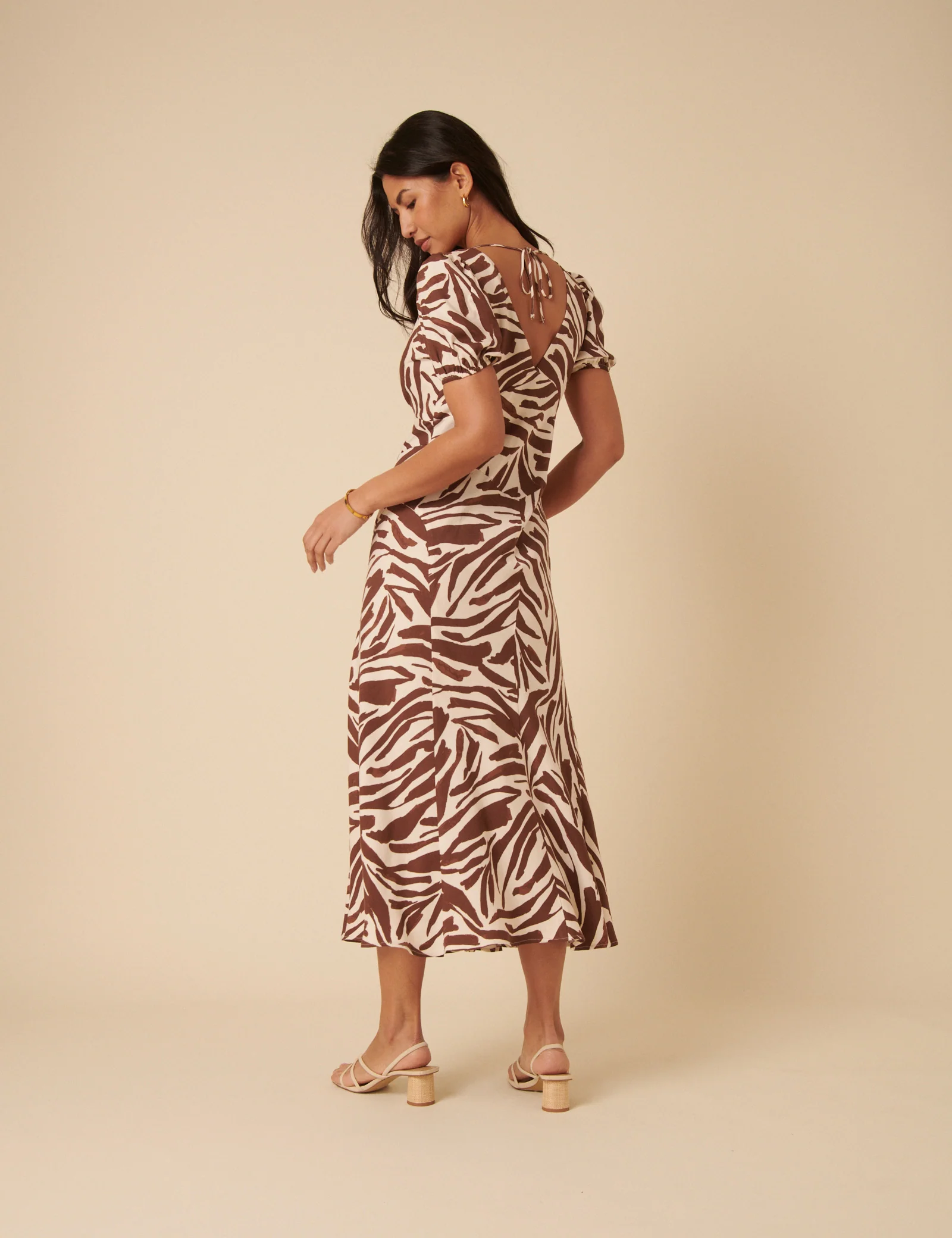 Brown Zebra Print Ella Midi Dress - Image 5