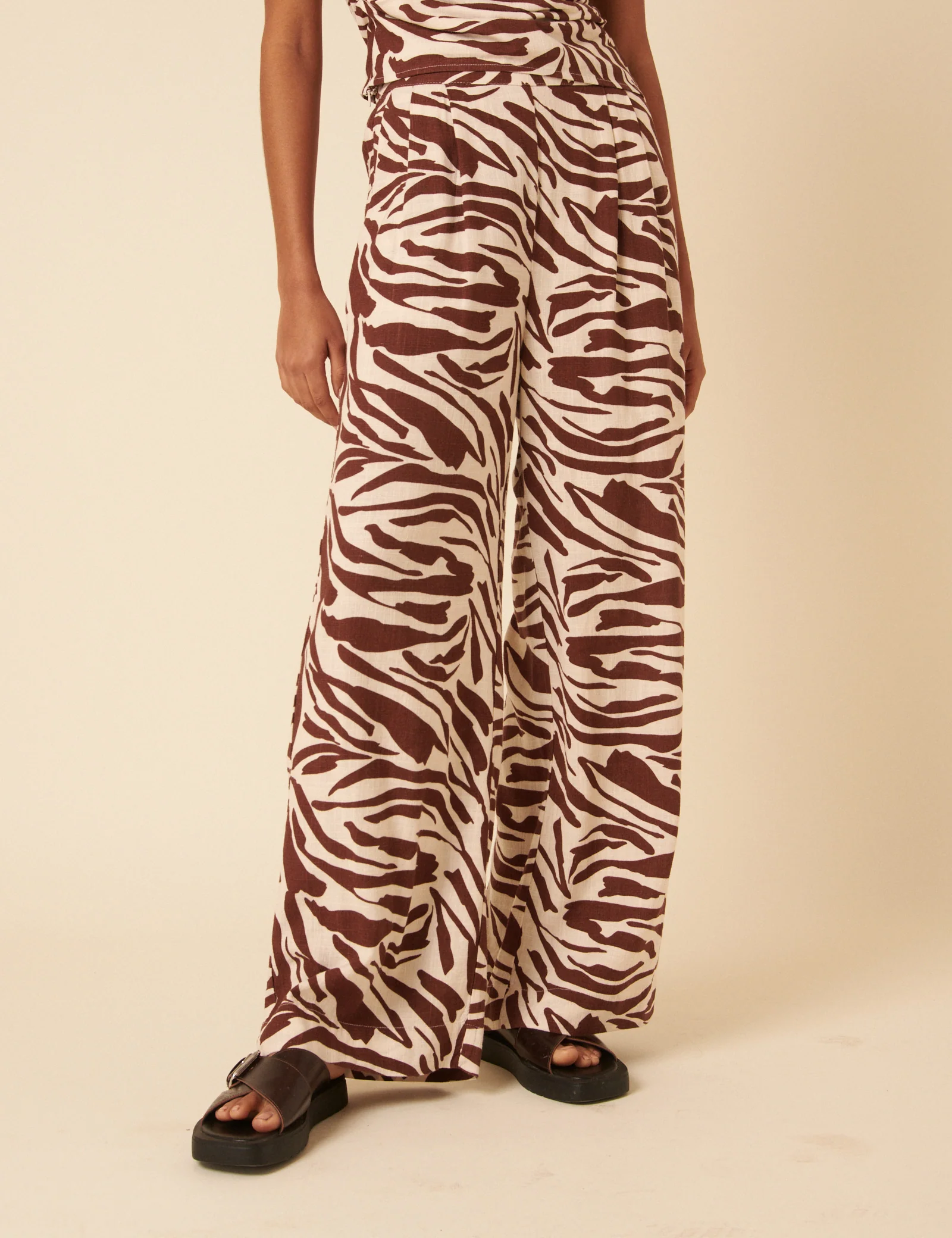 Brown Zebra Print Wide Leg Jerrow Trousers - Image 2