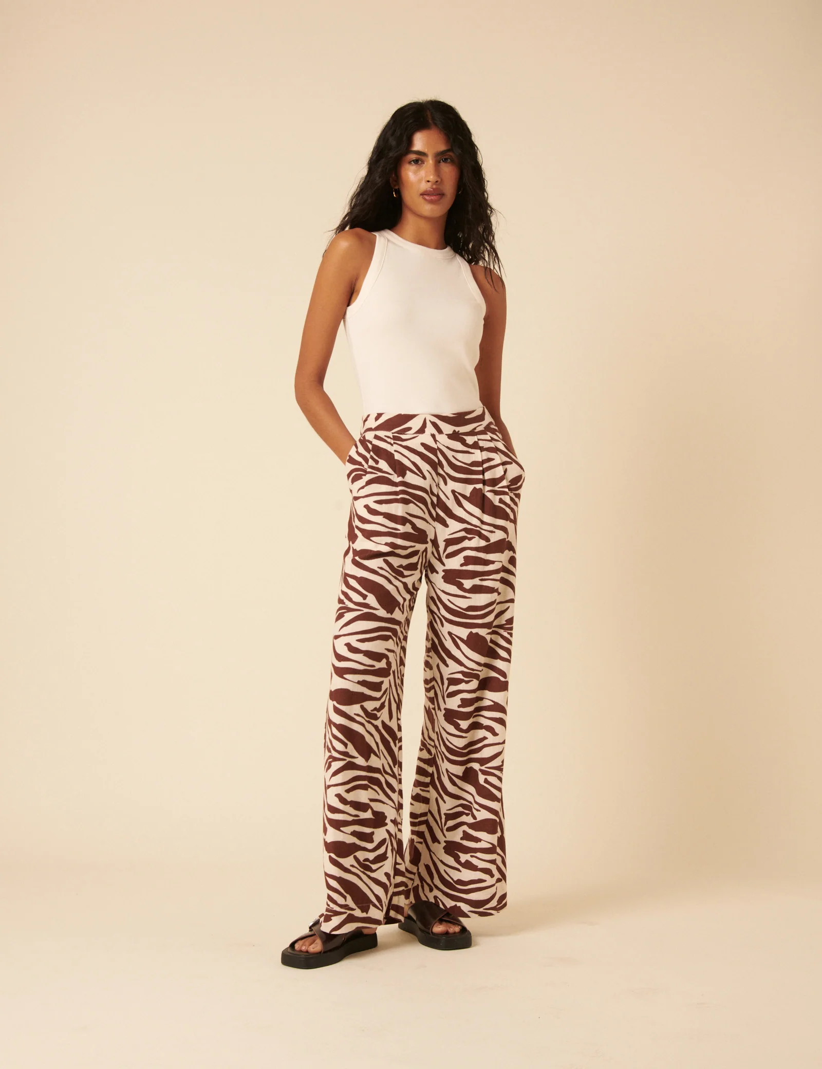 Brown Zebra Print Wide Leg Jerrow Trousers - Image 3
