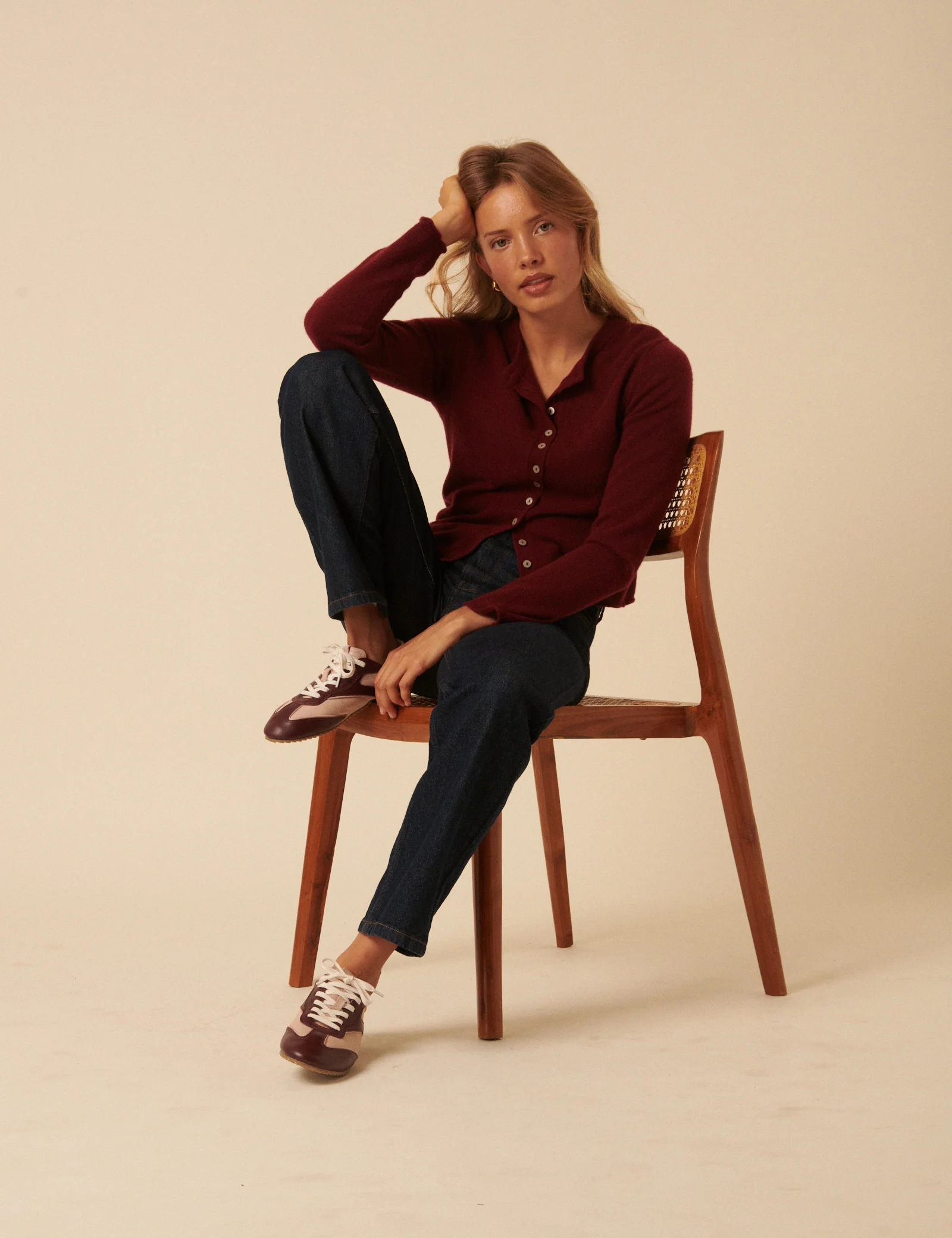 Burgundy And Pink Leather Trainers - Image 2