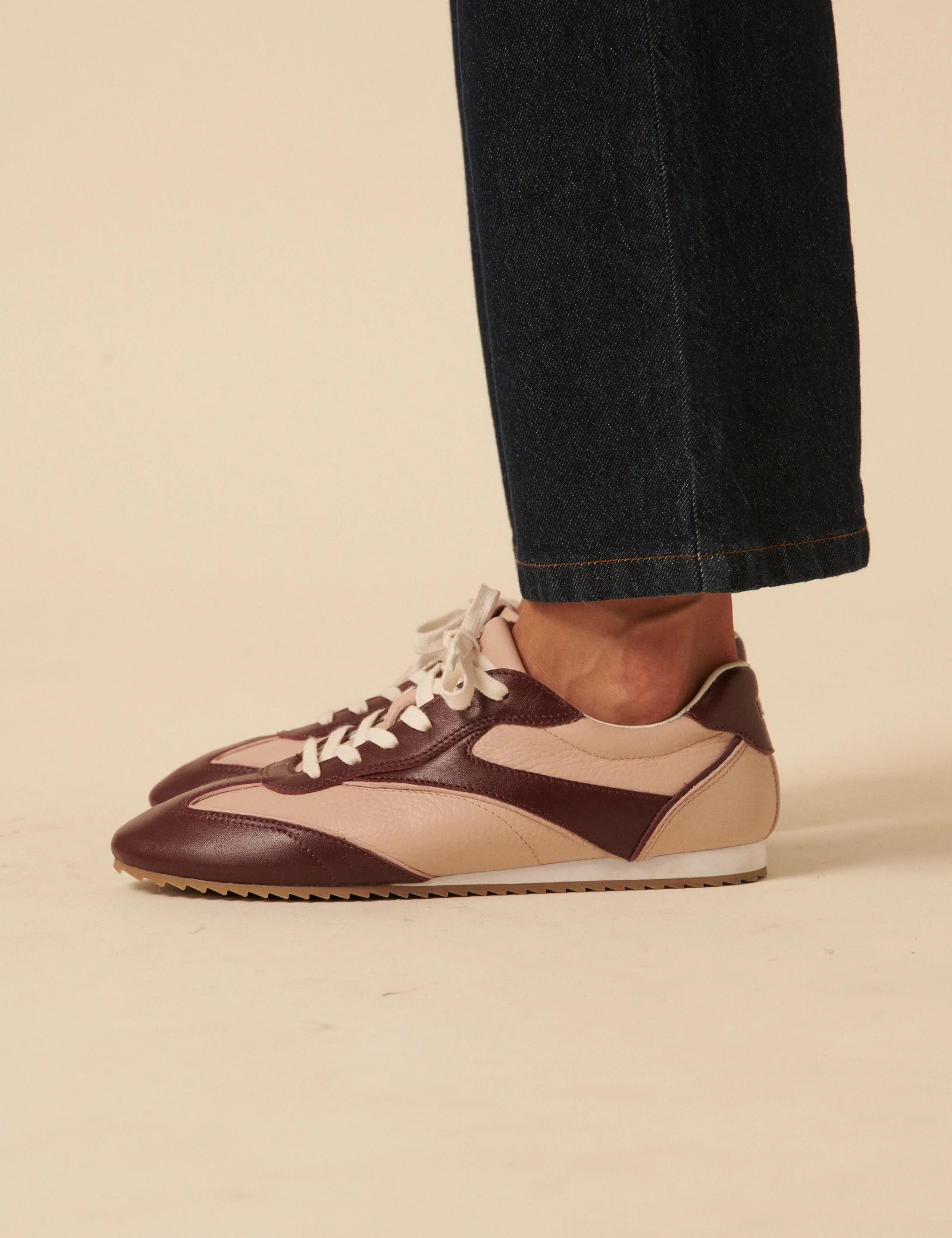 Burgundy And Pink Leather Trainers - Image 3