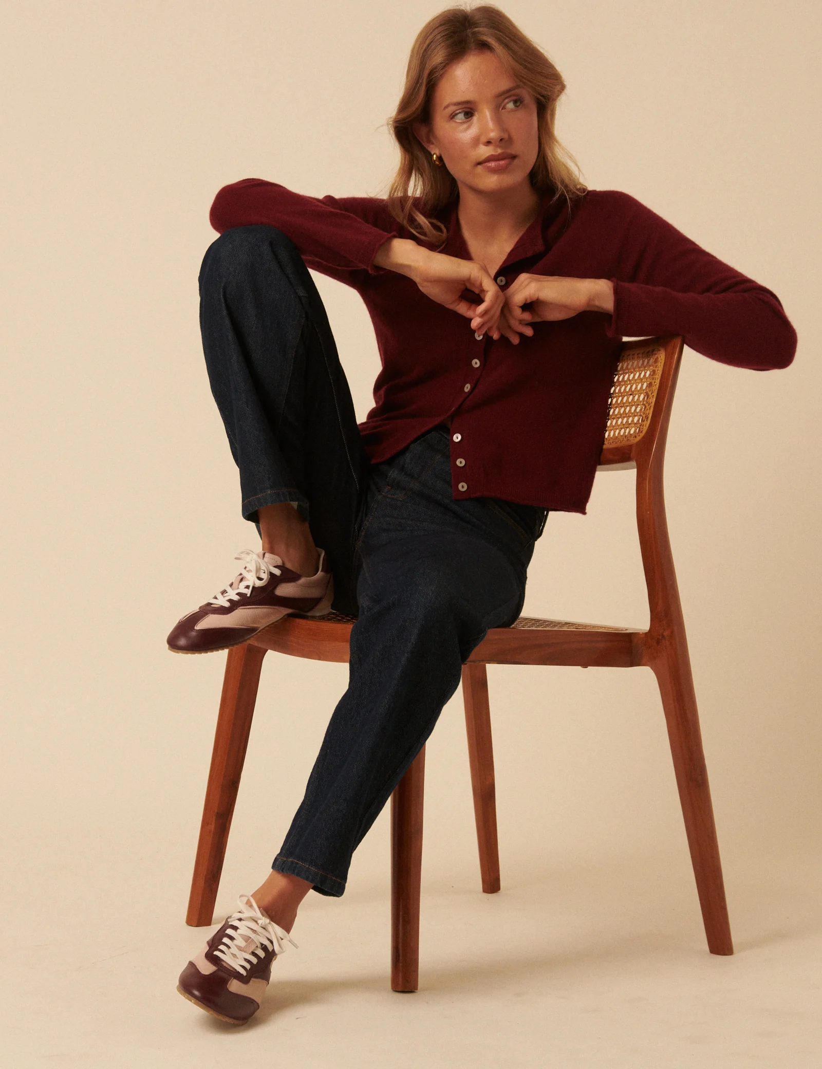 Burgundy And Pink Leather Trainers - Image 5