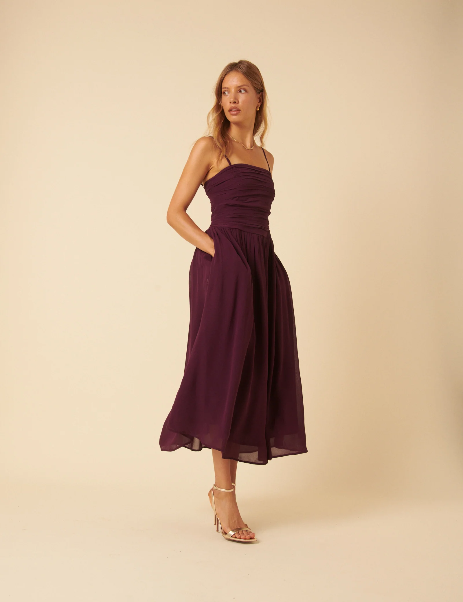 Purple Bandeau Felicity Midi Dress - Image 3