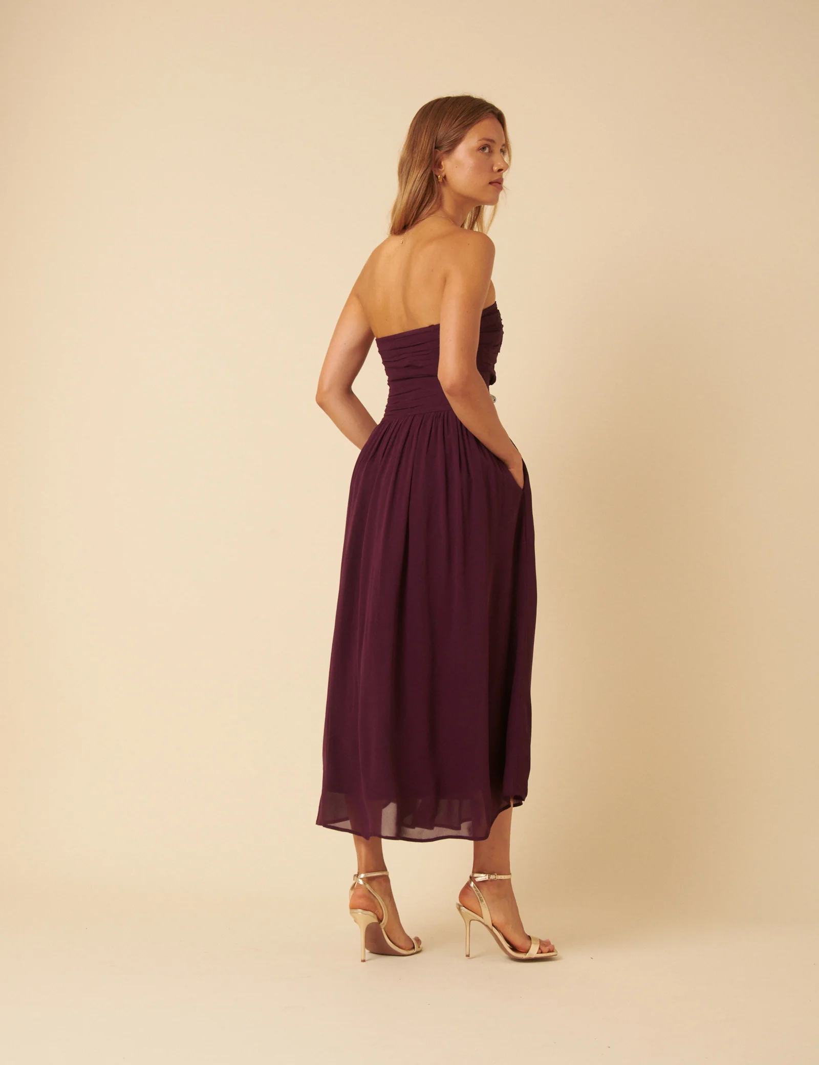 Purple Bandeau Felicity Midi Dress - Image 4