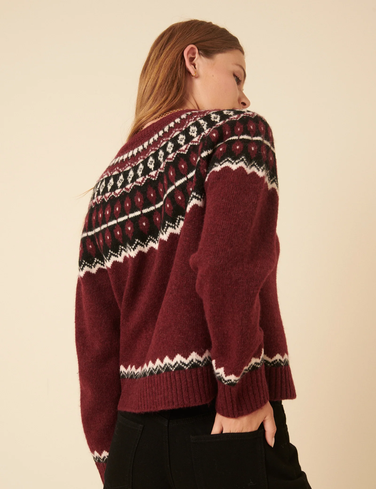 Burgundy Fair Isle Jumper - Image 5