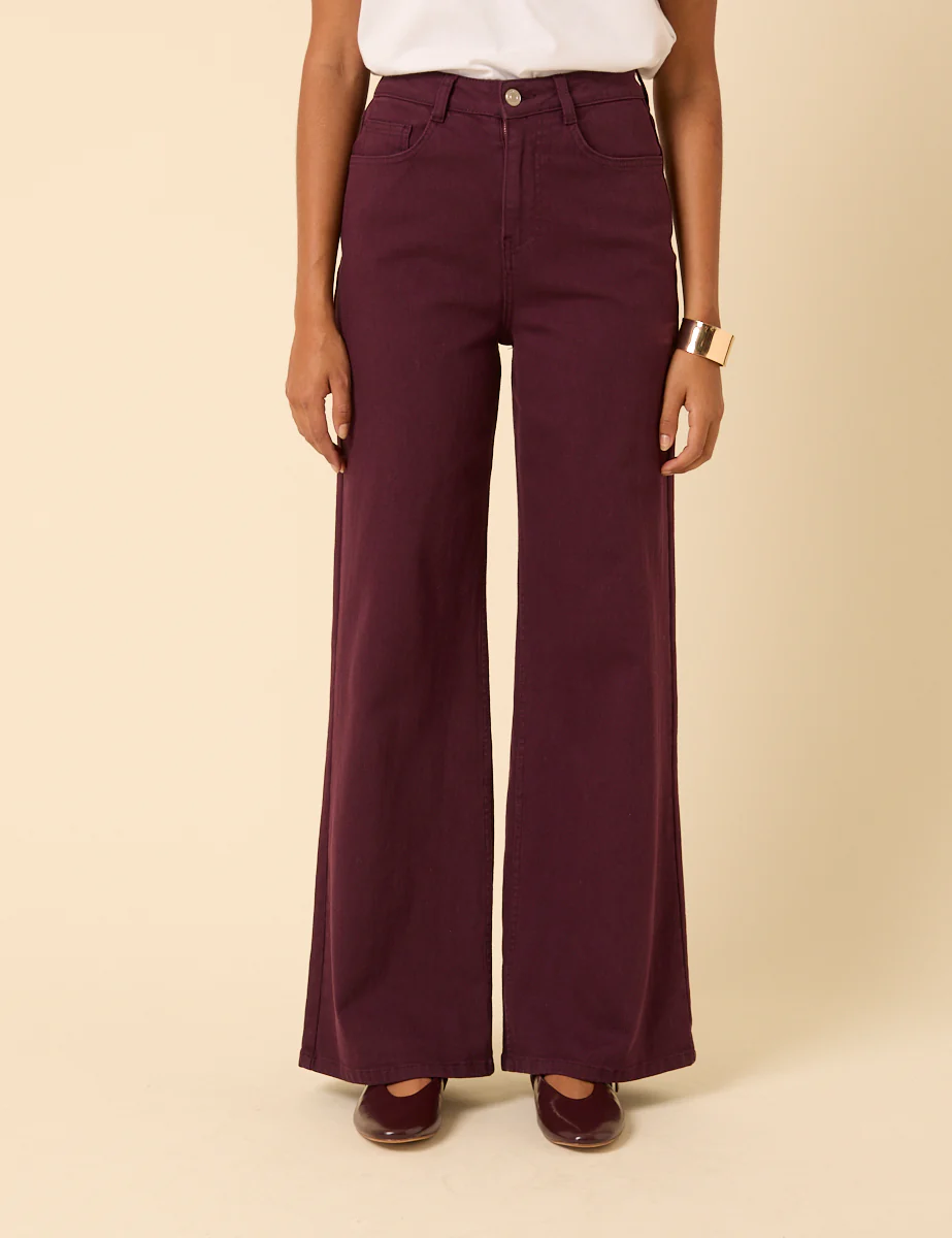 Burgundy High Rise Soho Wide Leg Jeans - Image 2