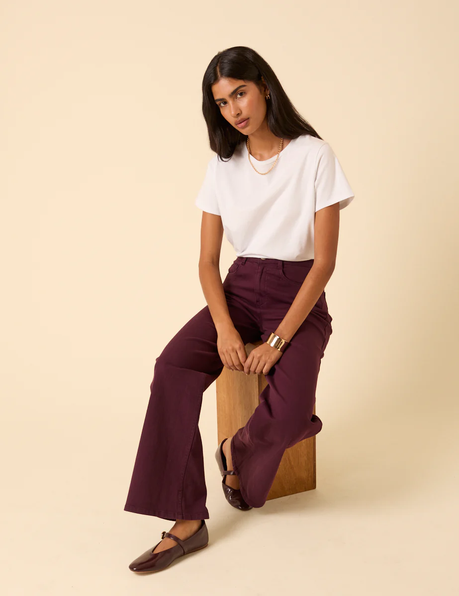Burgundy High Rise Soho Wide Leg Jeans - Image 3