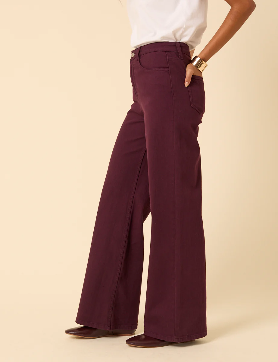 Burgundy High Rise Soho Wide Leg Jeans - Image 5