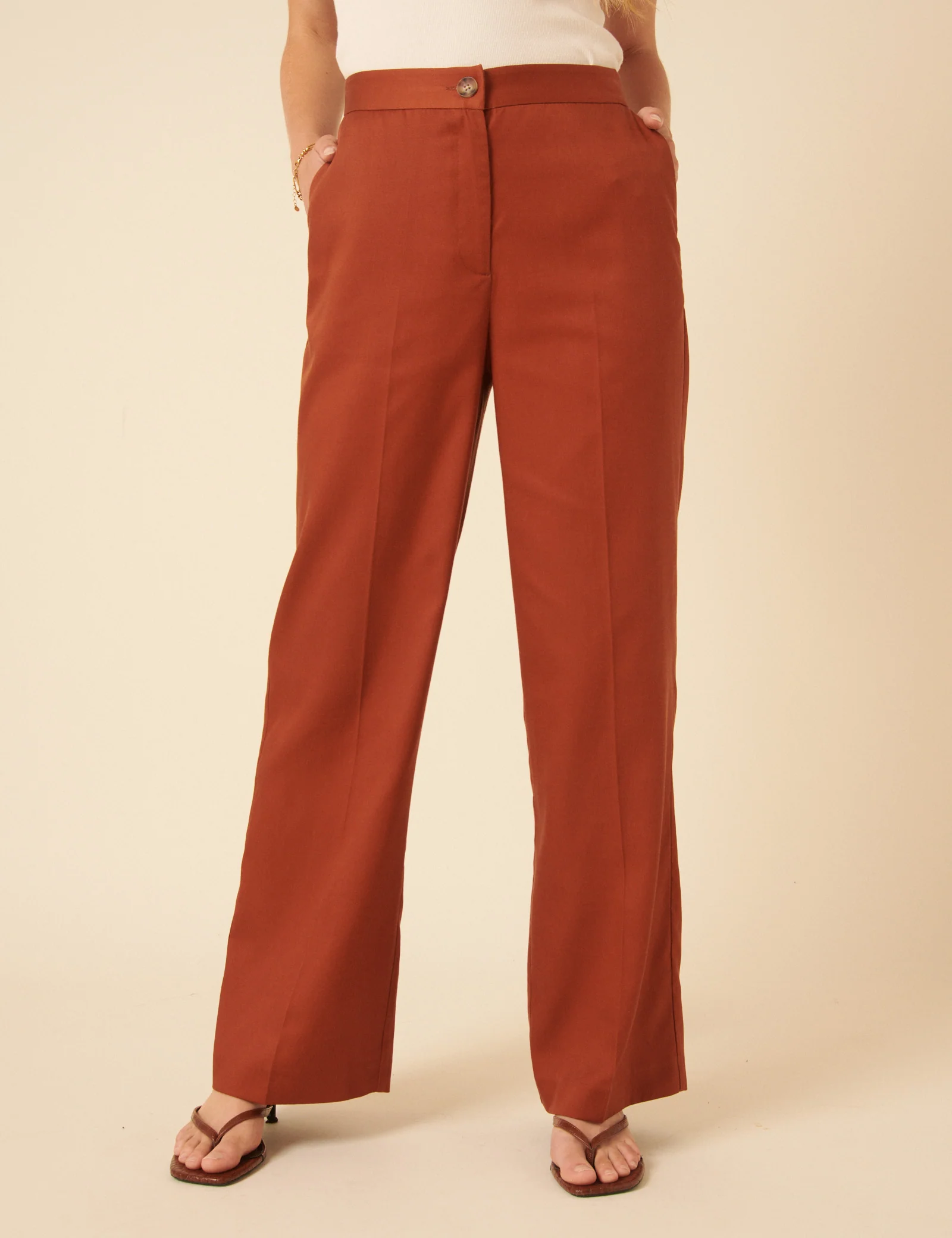 Burnt Orange Tailored Trousers - Image 2