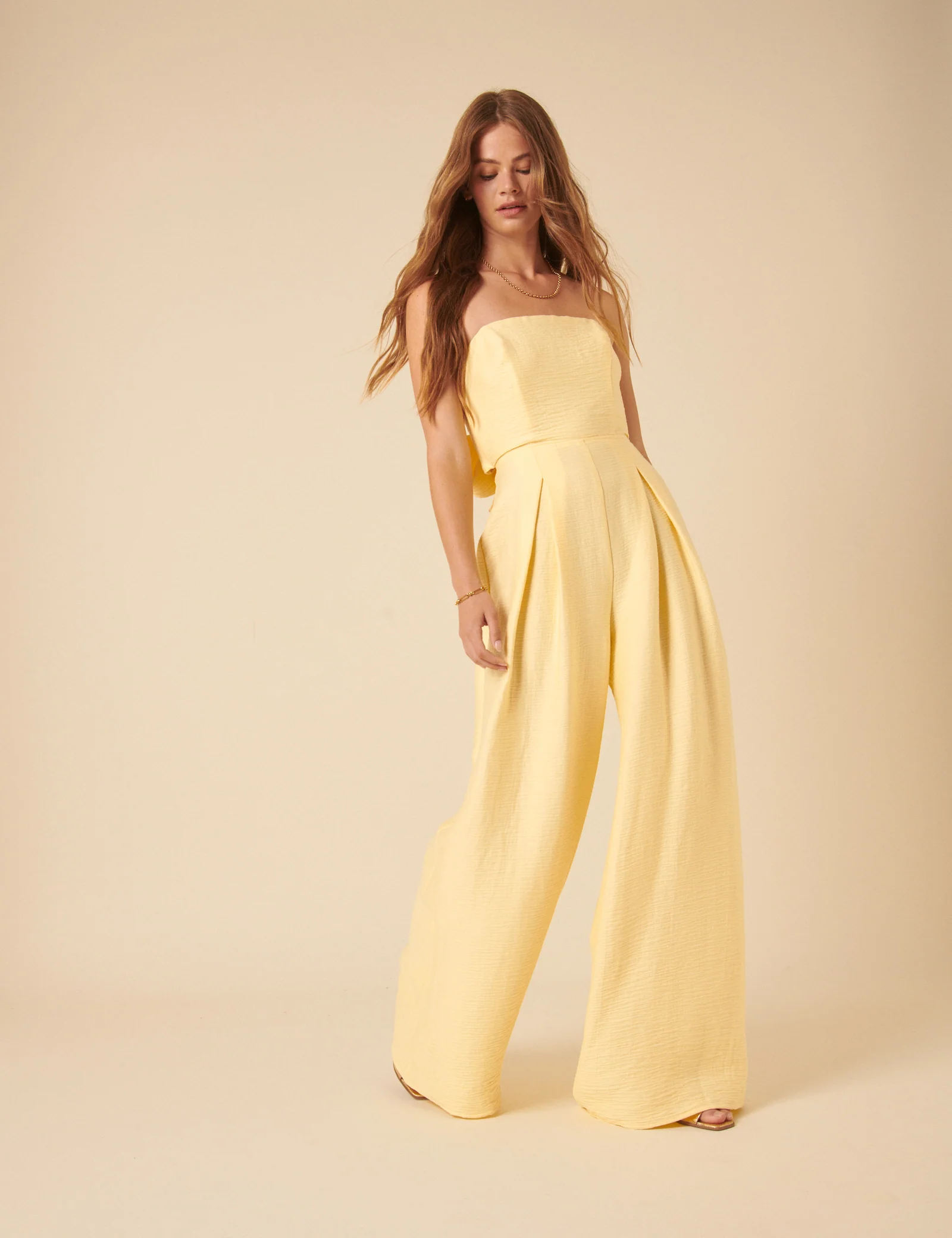 Butter Yellow Bandeau Rory Jumpsuit - Image 3