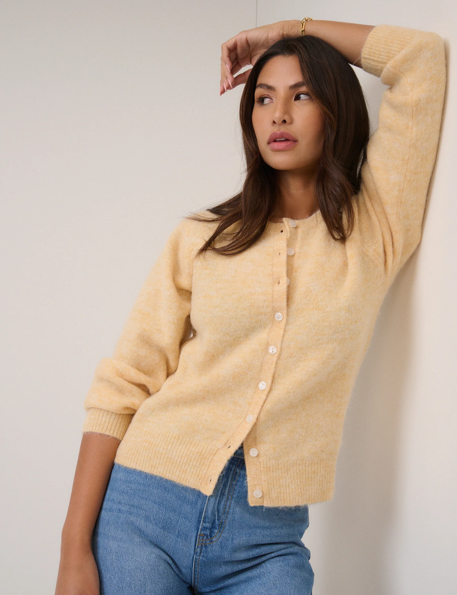 Butter Yellow Wool Blend Cardigan - Image 3