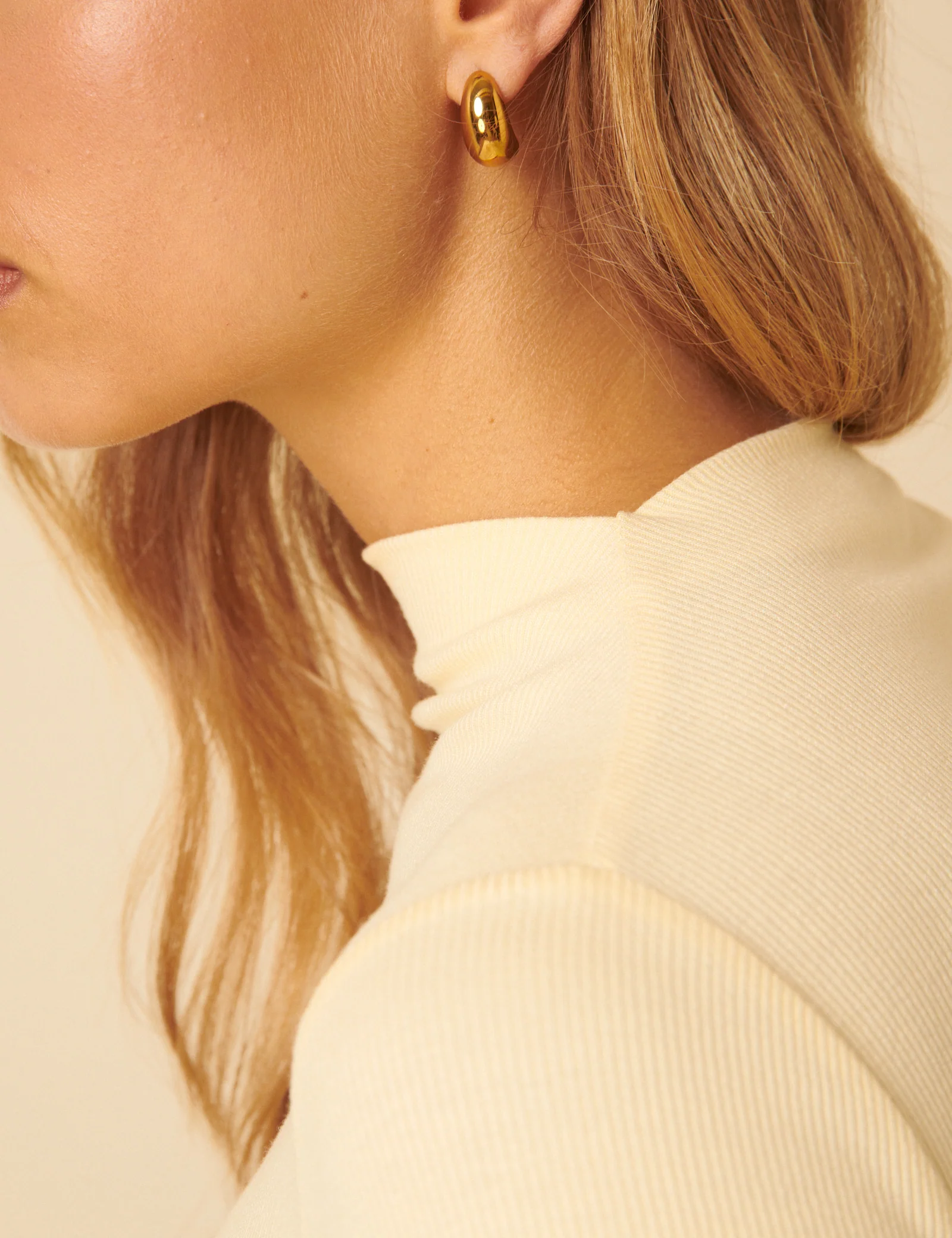 Butter Yellow Ribbed High Neck Long Sleeve Top - Image 3