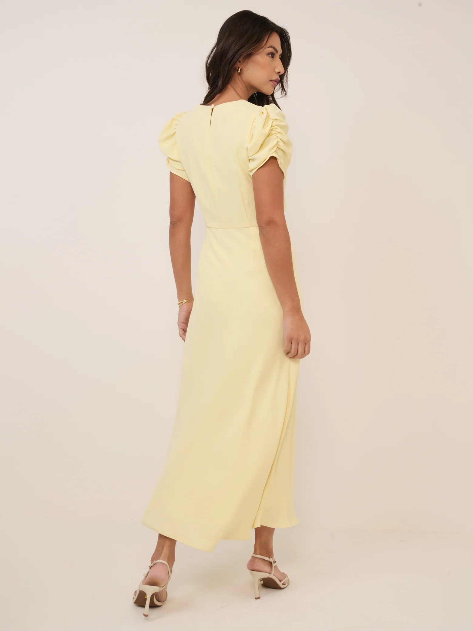 Butter Yellow Ruched Naomi Midi Dress - Image 5