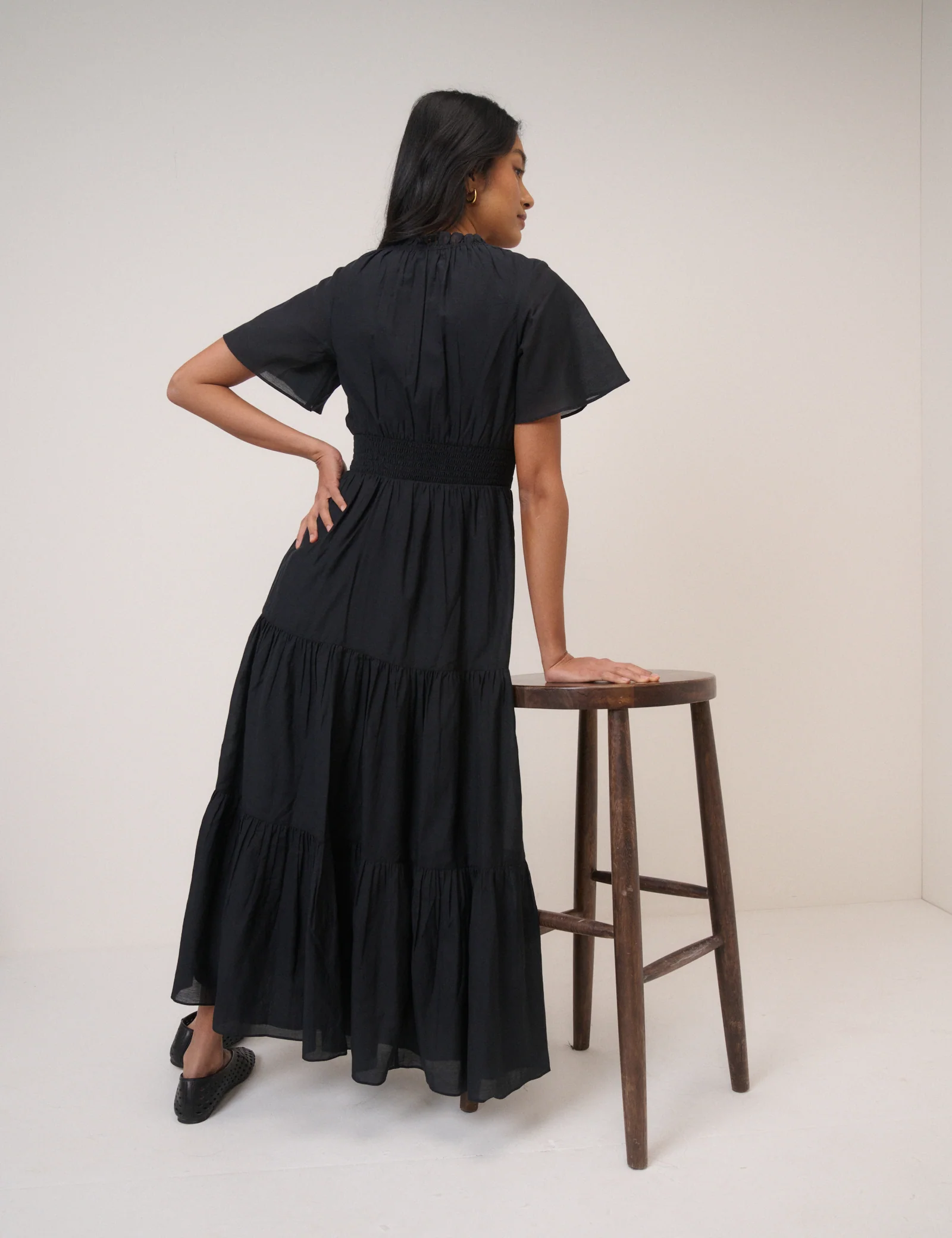 Black Tiered Caliope Midi Dress - Image 5