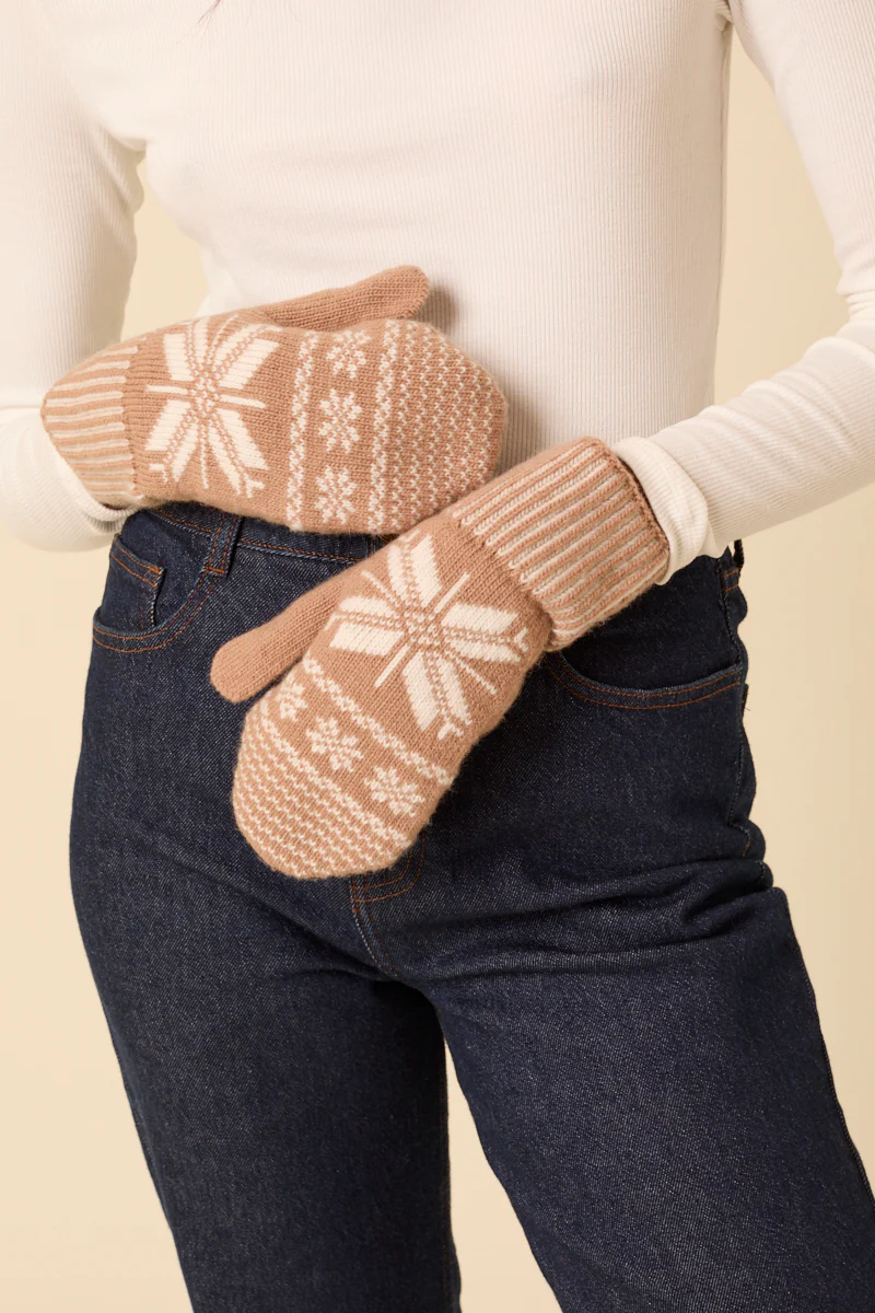 Camel Fair Isle Mittens - Image 2