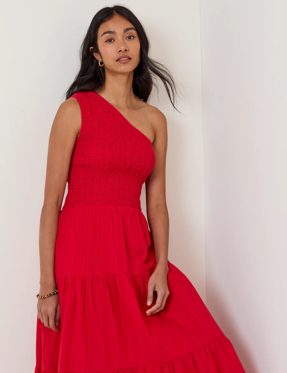 Red One Shoulder Cecilia Midi Dress - Image 4