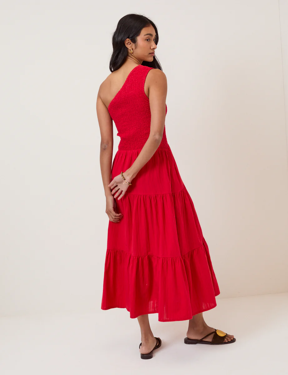 Red One Shoulder Cecilia Midi Dress - Image 5