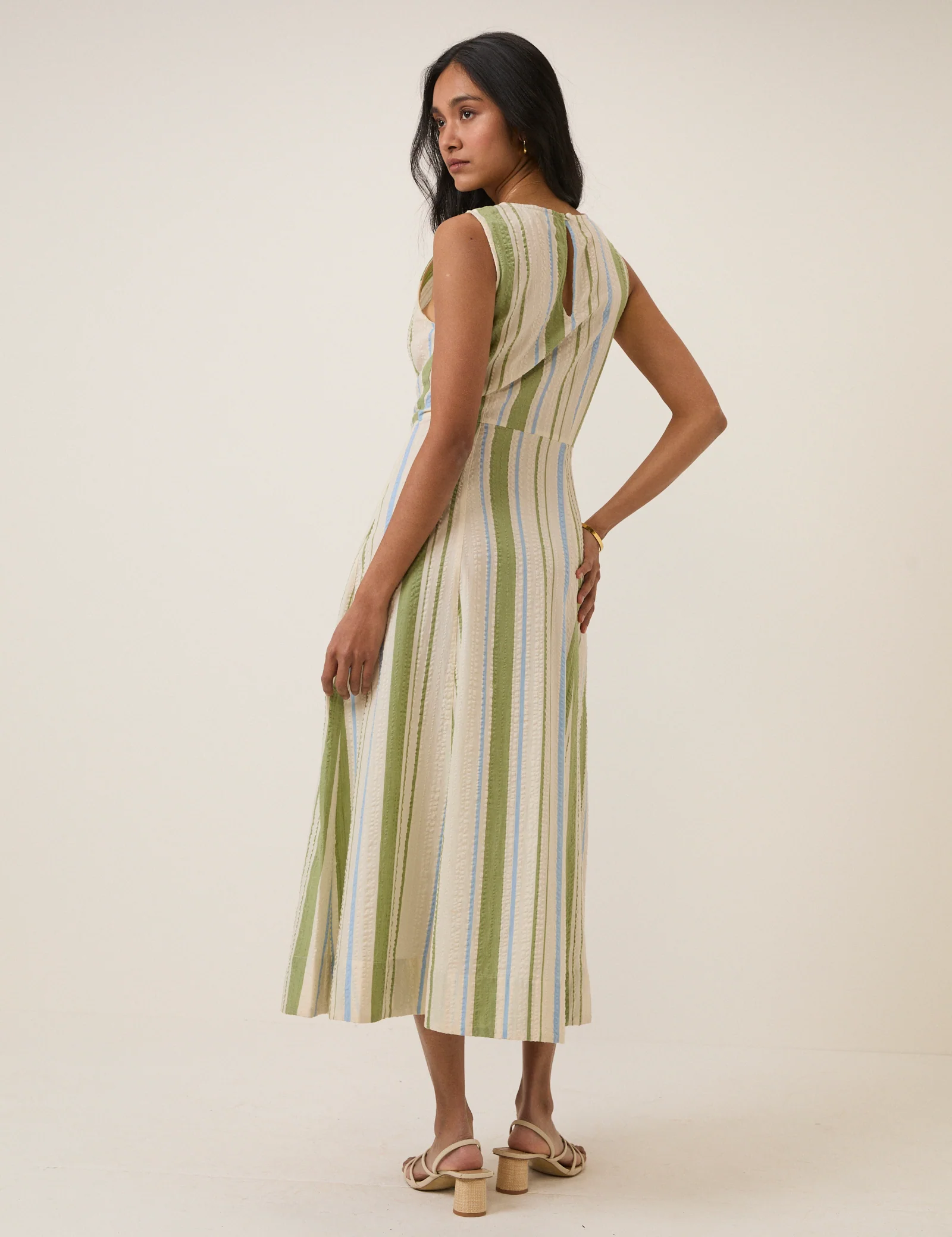 Green & Blue Striped Cedar Midi Dress - Image 5