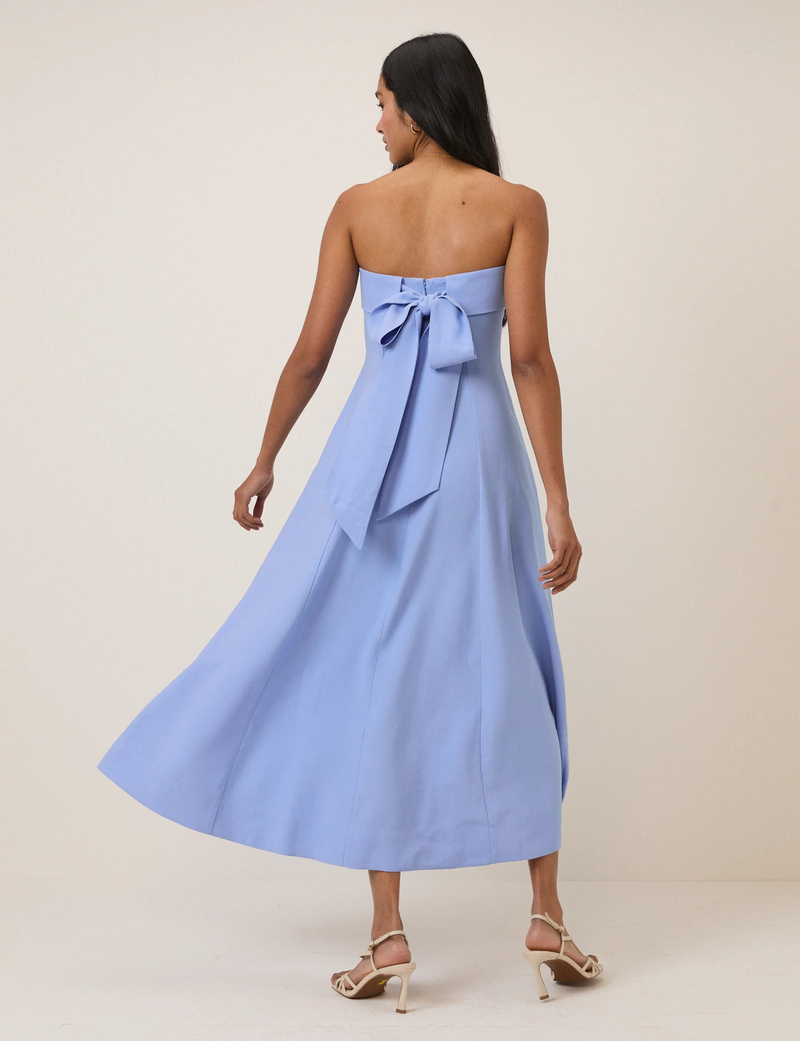 Blue Bow Back Chelsea Midi Dress - Image 5
