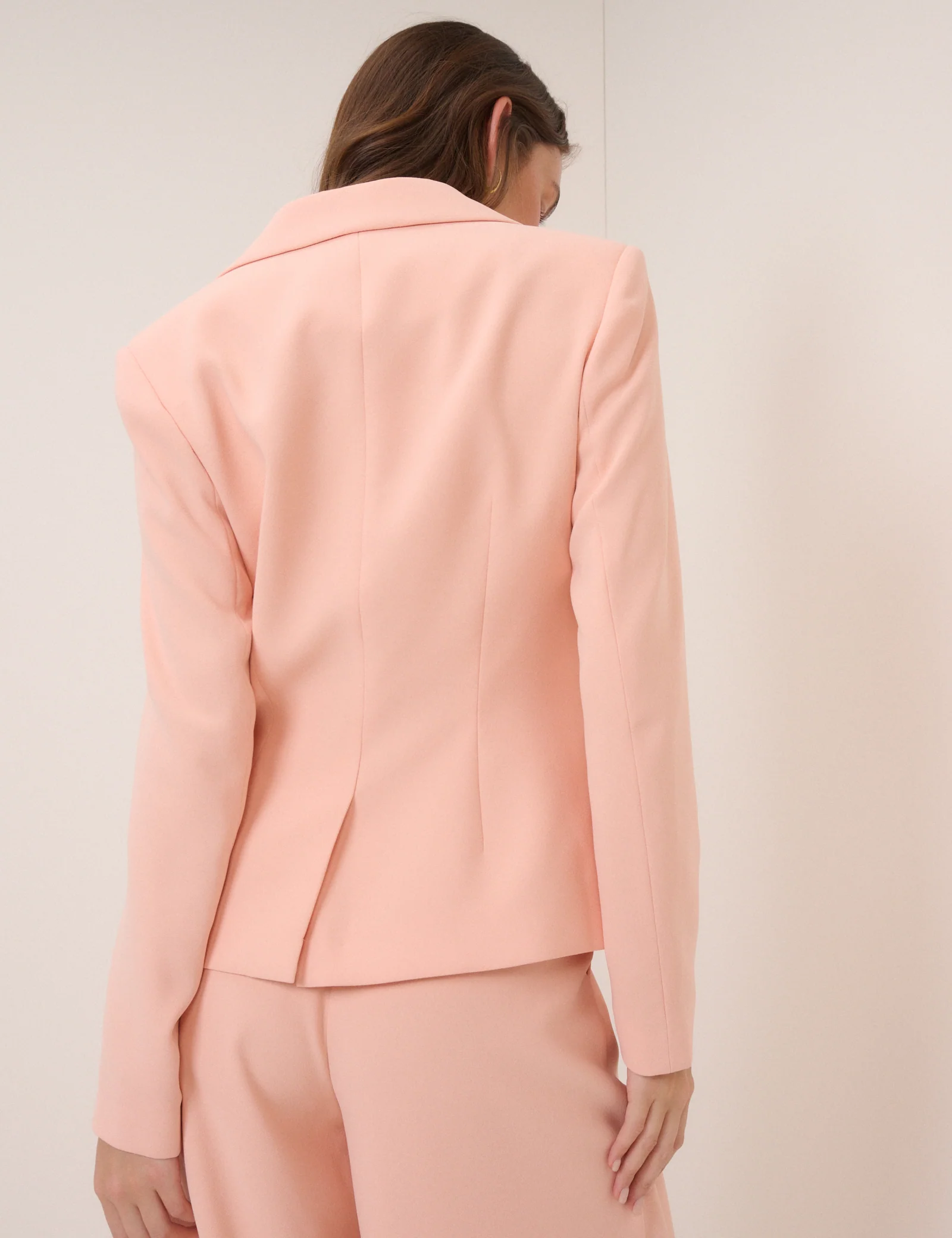 Peach Cinched Waist Crepe Blazer - Image 6