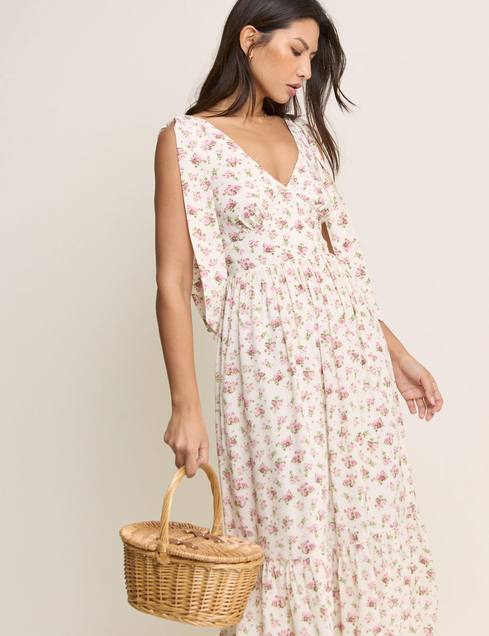 White Floral Coen Midi Dress - Image 2