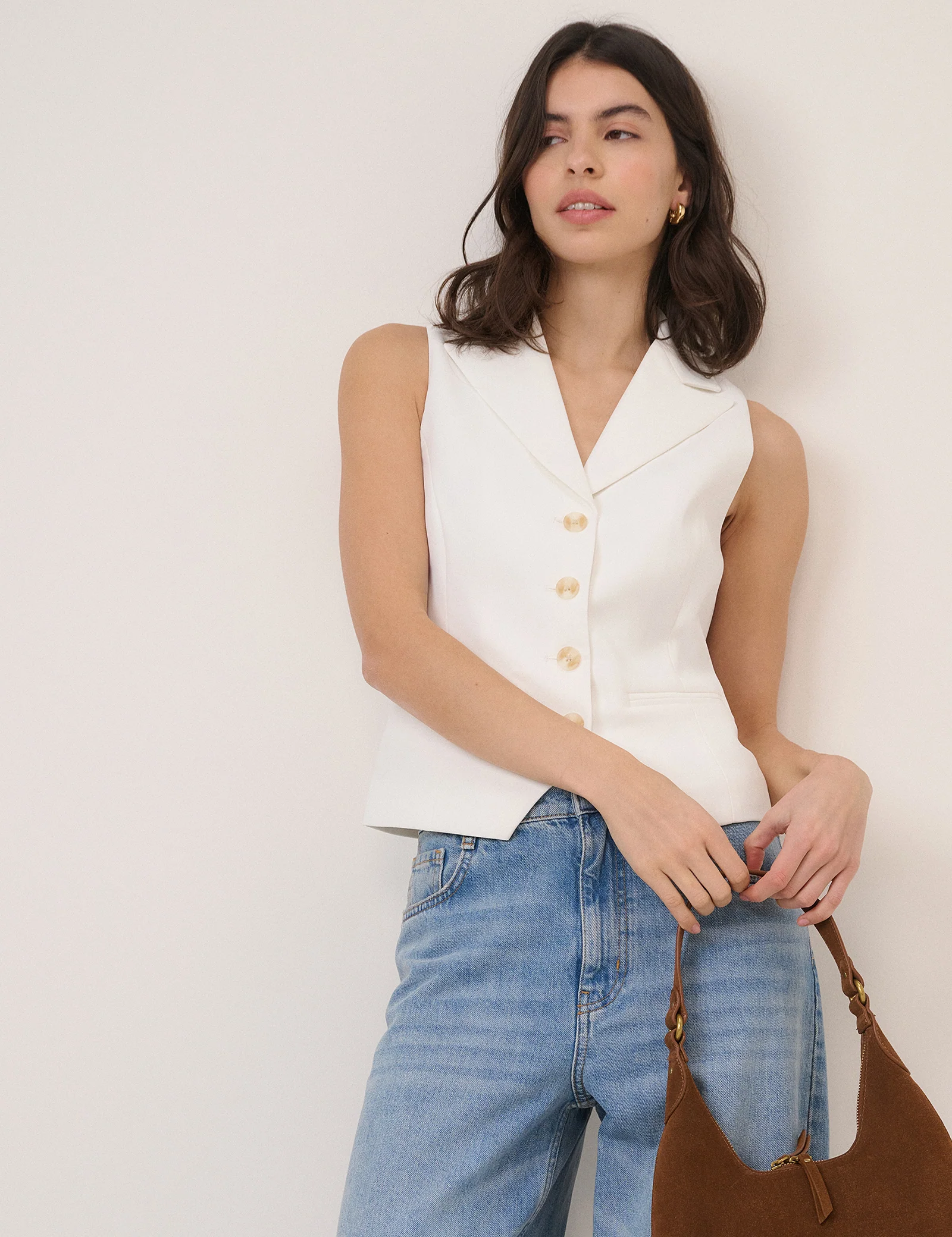 White Revere Collar Waistcoat - Image 5