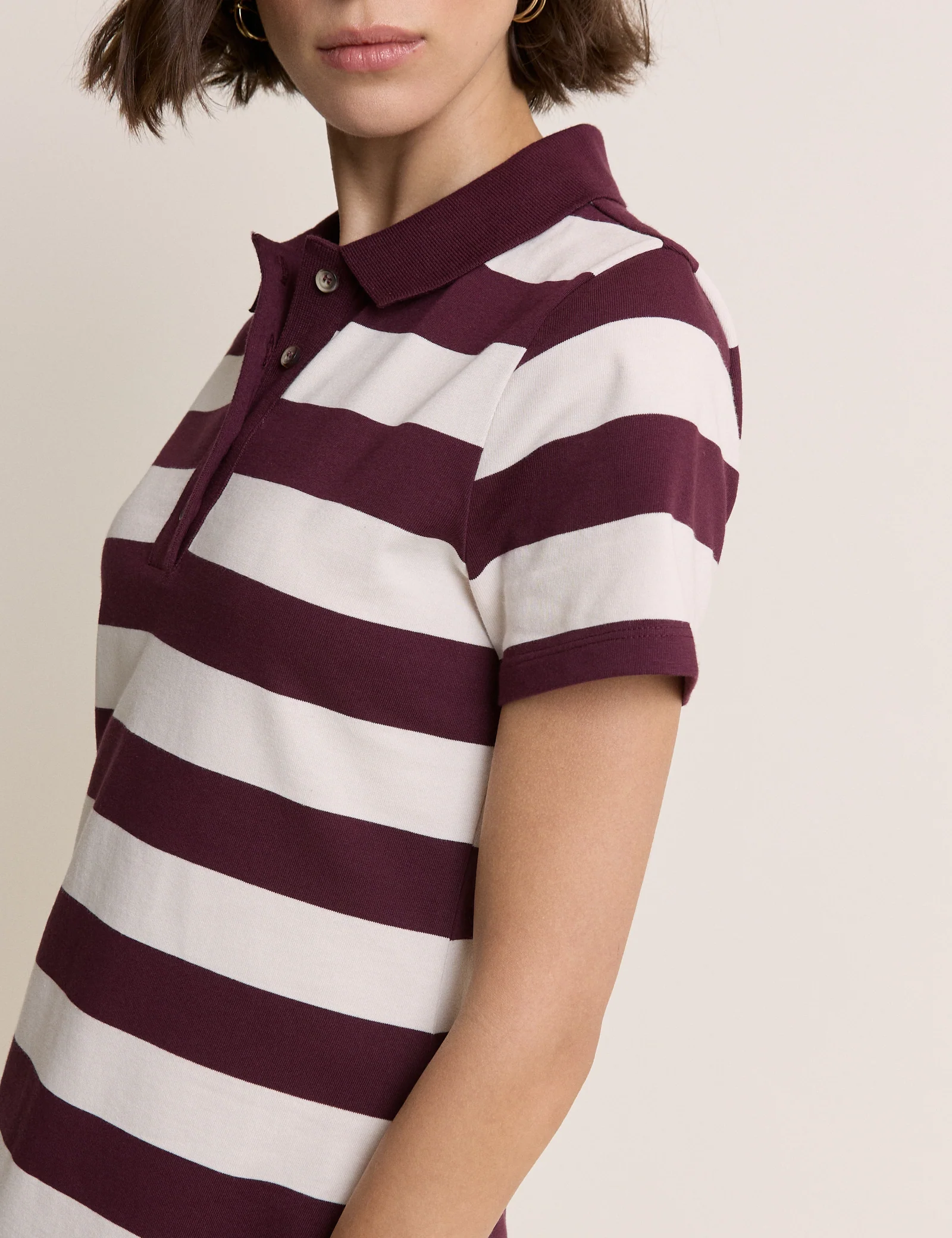 Burgundy Striped Jersey Polo Collins Mini Dress - Image 4