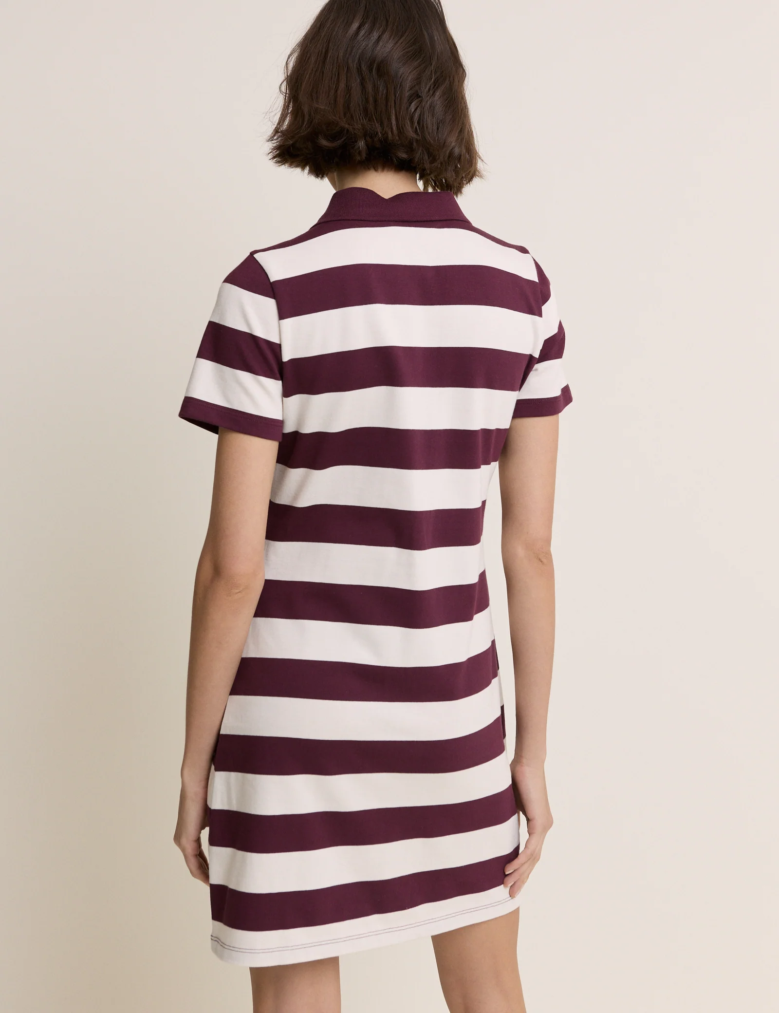 Burgundy Striped Jersey Polo Collins Mini Dress - Image 5