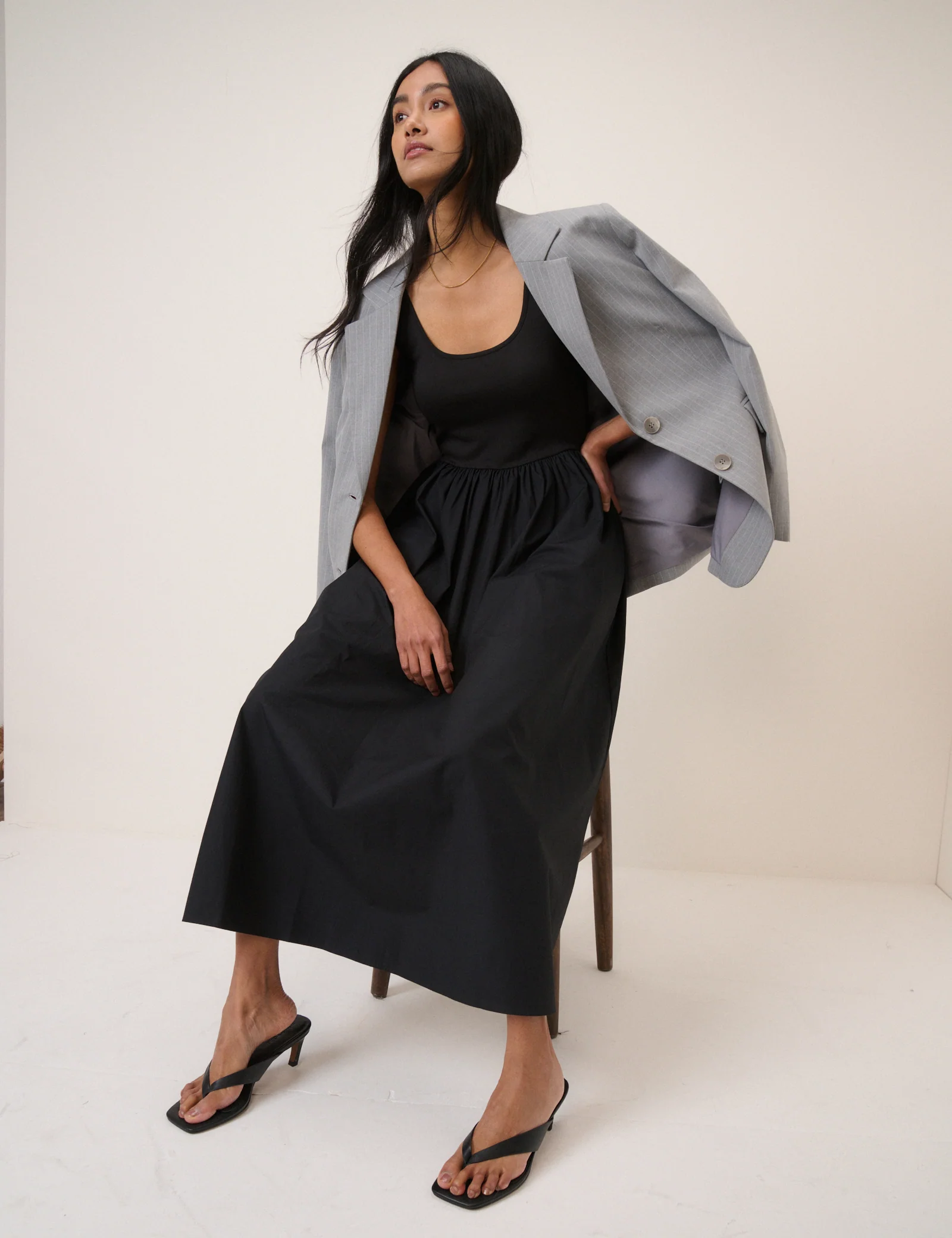 Black Sleeveless Colorado Midi Dress