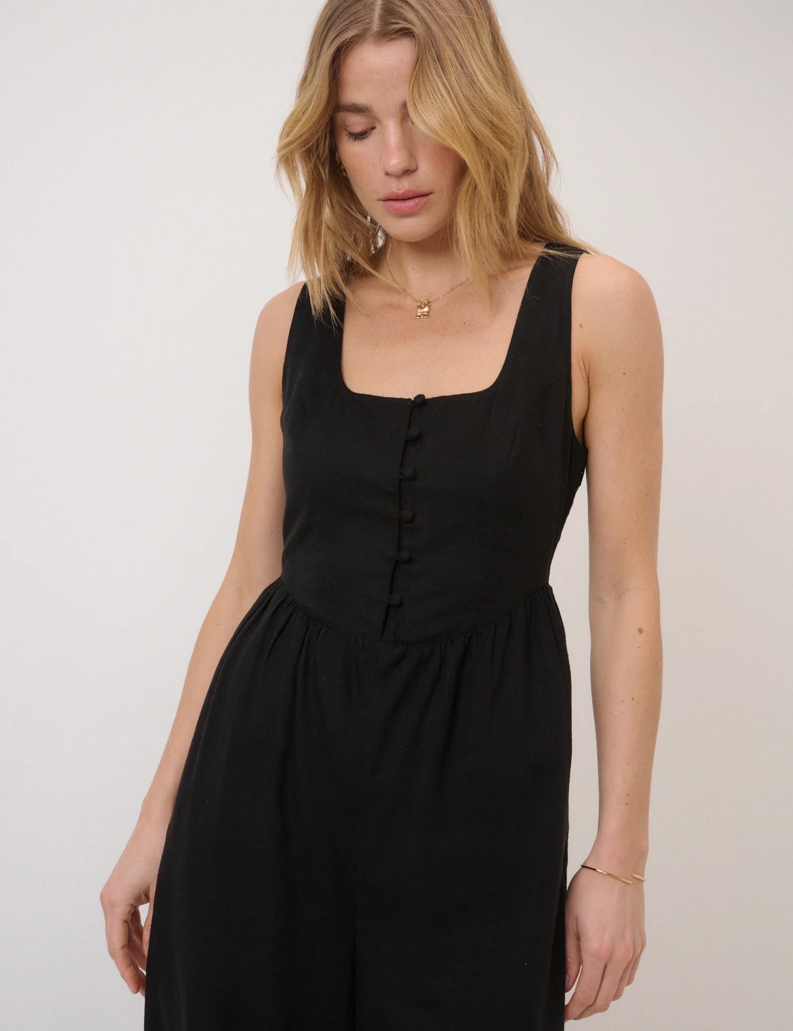 Black Linen-Blend Cora Jumpsuit - Image 2