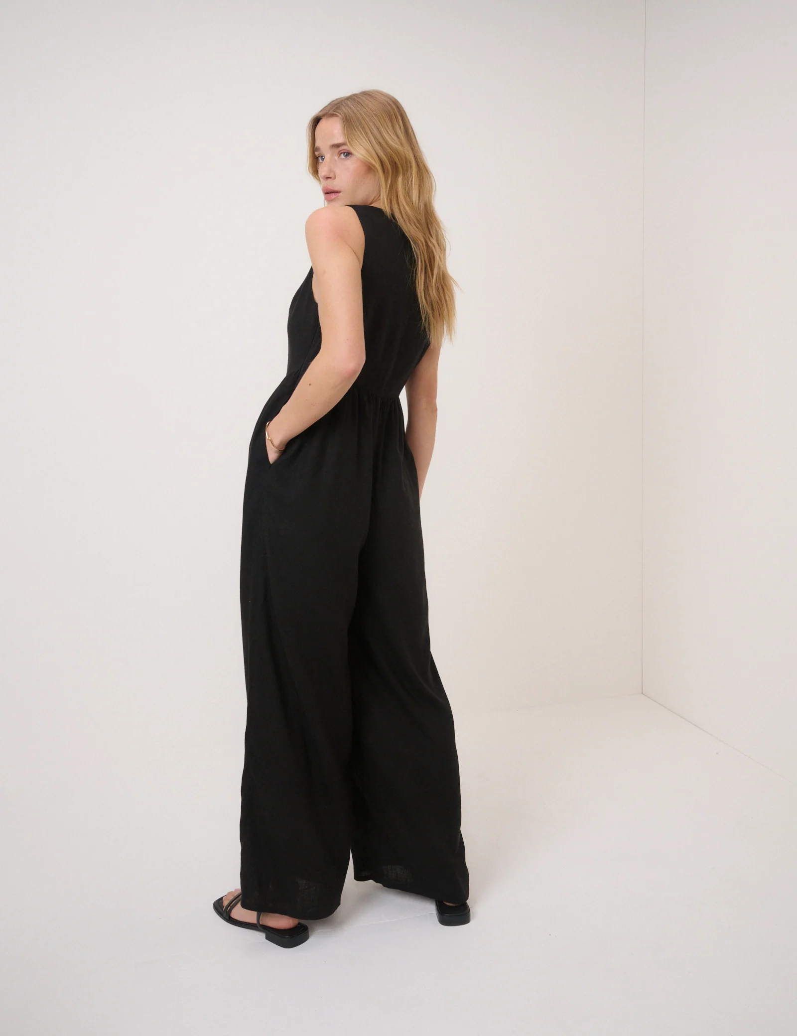 Black Linen-Blend Cora Jumpsuit - Image 5