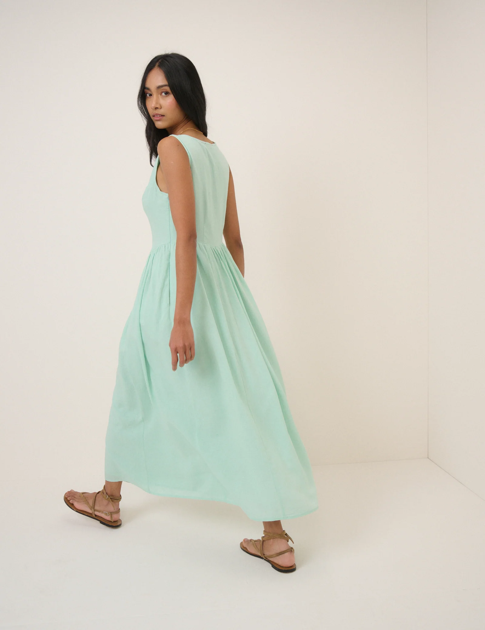 Mint Green Drop Waist Cora Midi Dress - Image 5