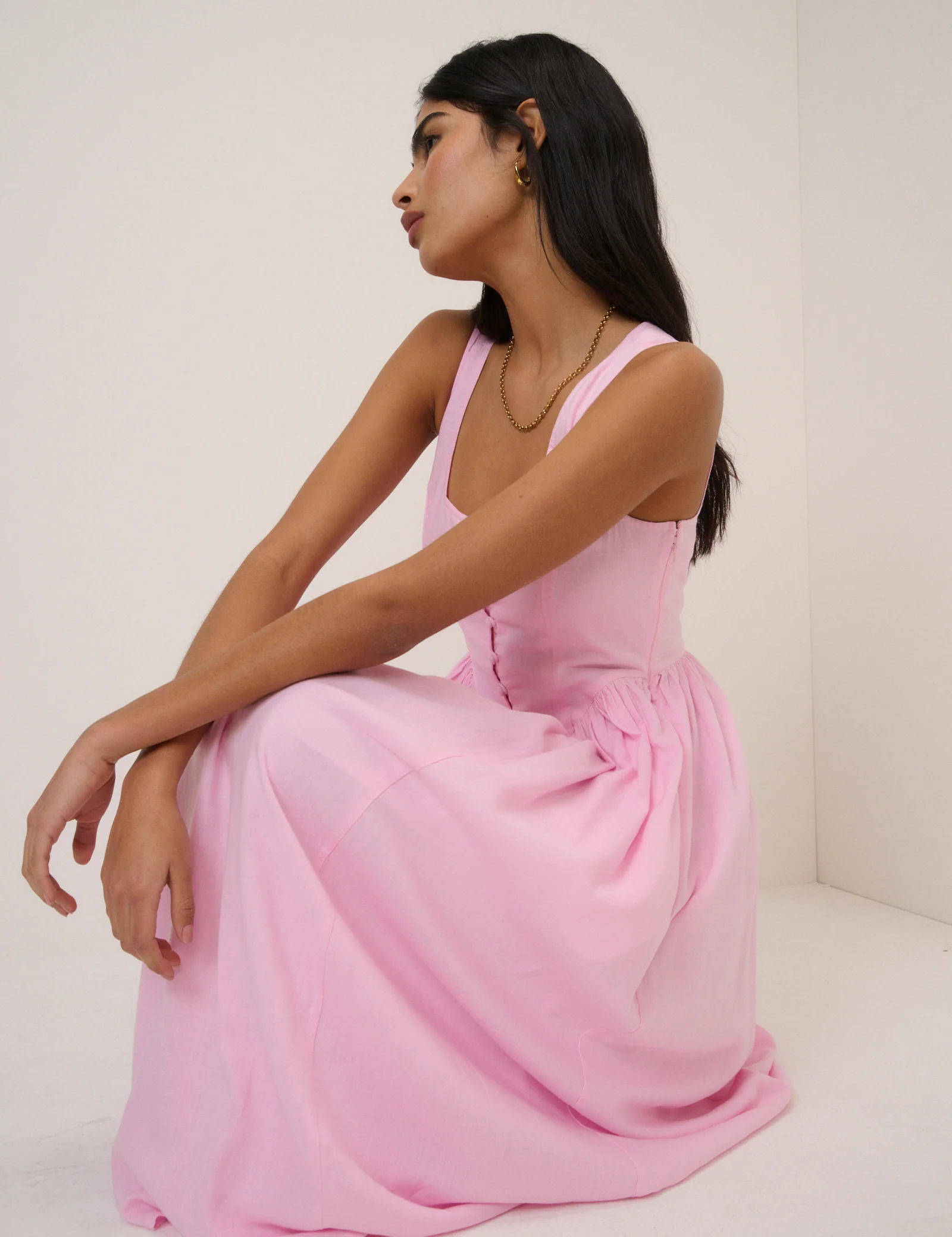 Pink Drop Waist Cora Midi Dress - Image 2