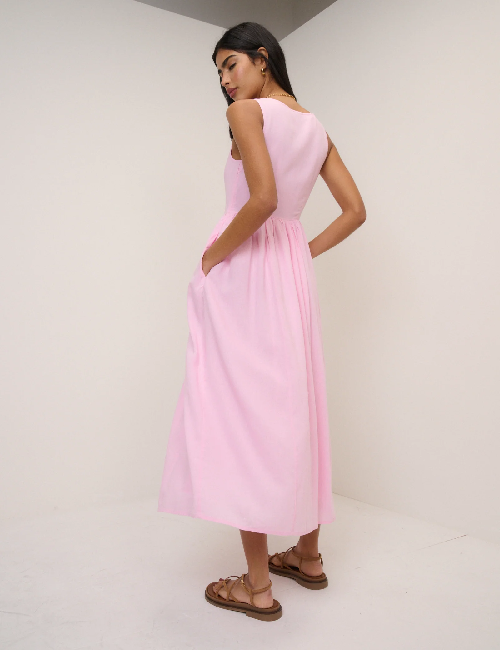 Pink Drop Waist Cora Midi Dress - Image 5