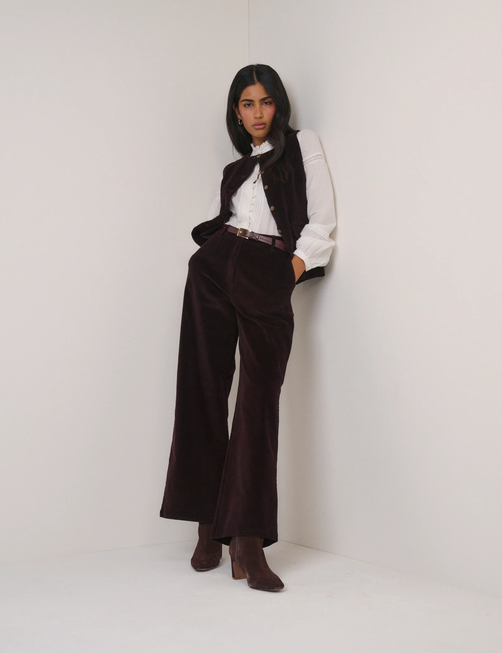 Black Cherry Cord Tailored Trousers - Image 4