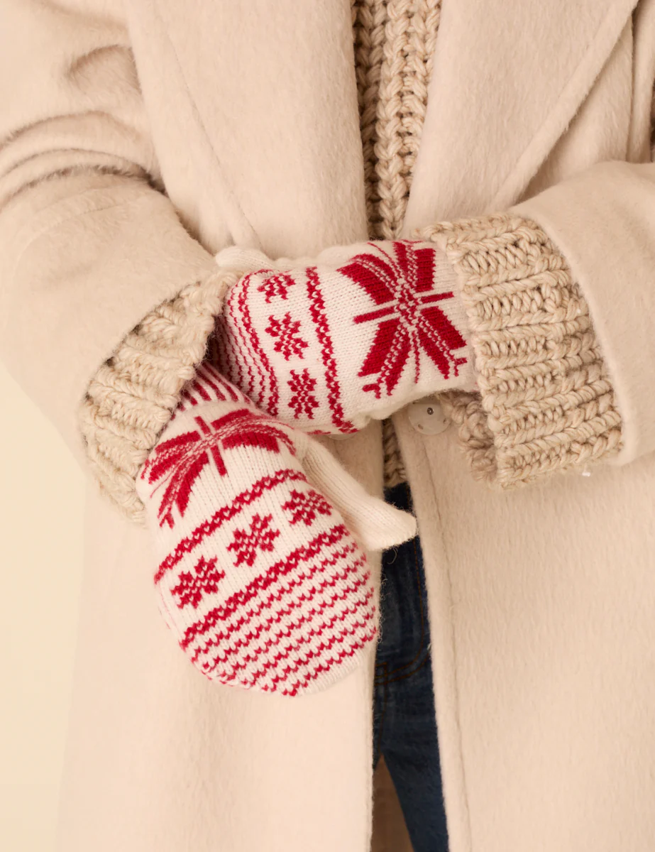 Cream Fair Isle Mittens - Image 2