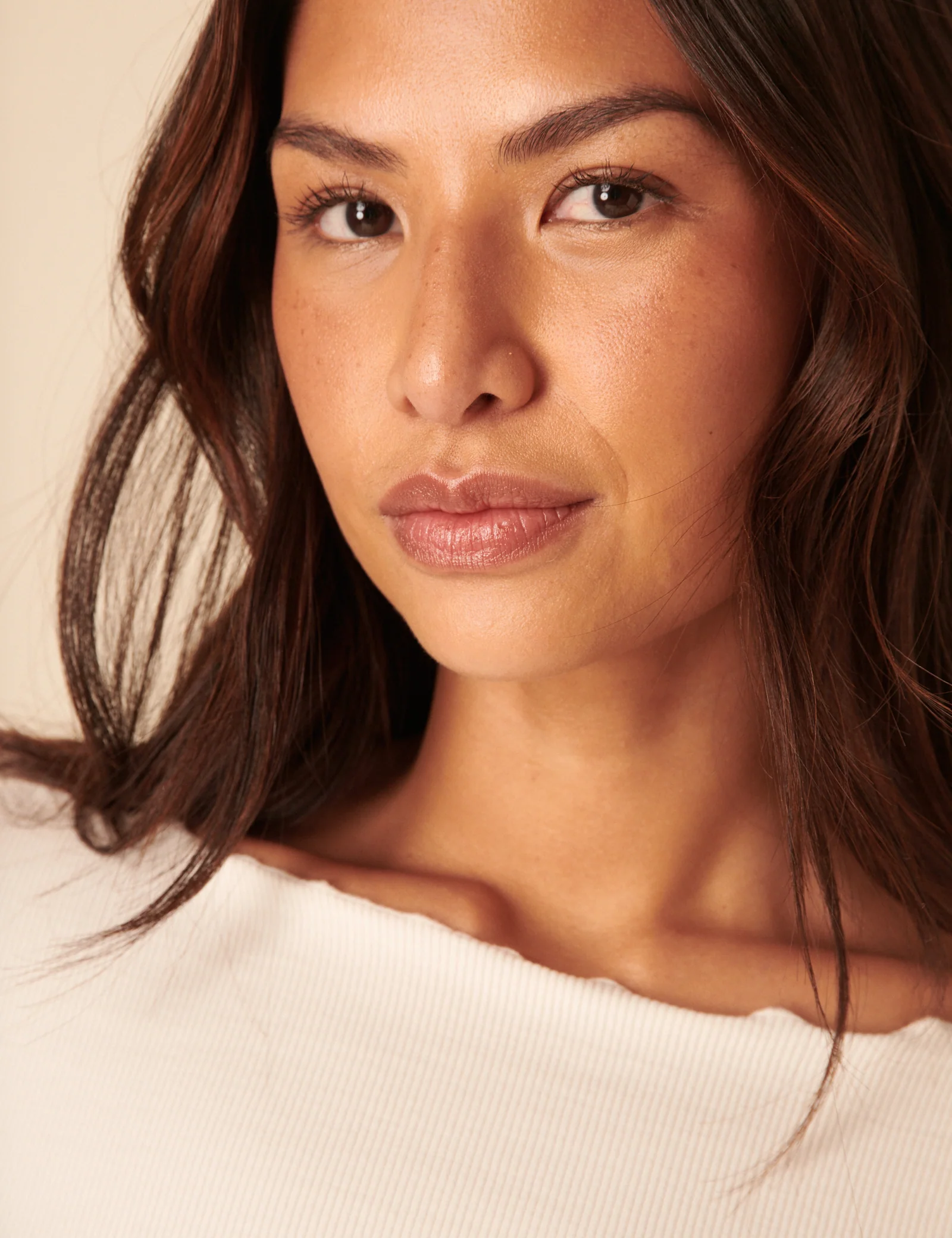Cream Boat Neck Frill Ribbed Top - Image 4