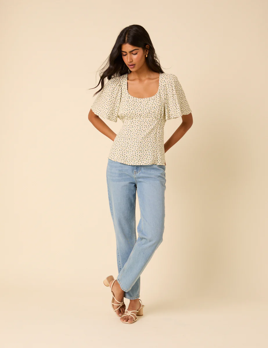 Cream Ditsy Floral Dee Dee Top - Image 3